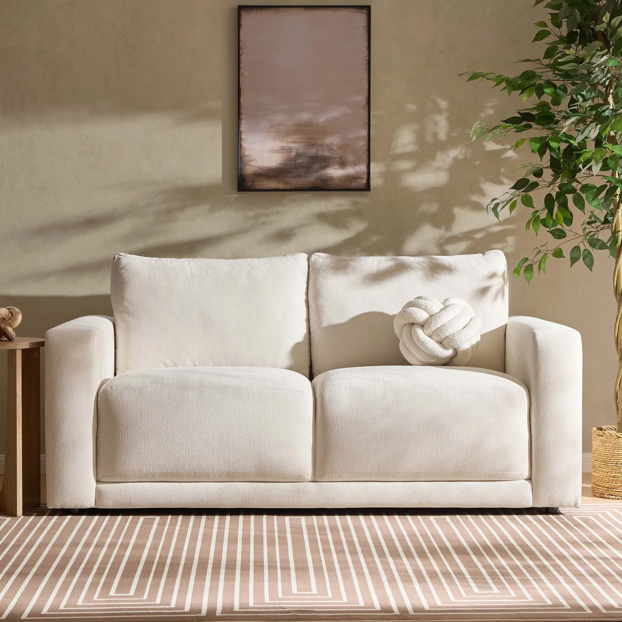 Chicago 2 Seater Sofa - Chenille Ivory - Image 2