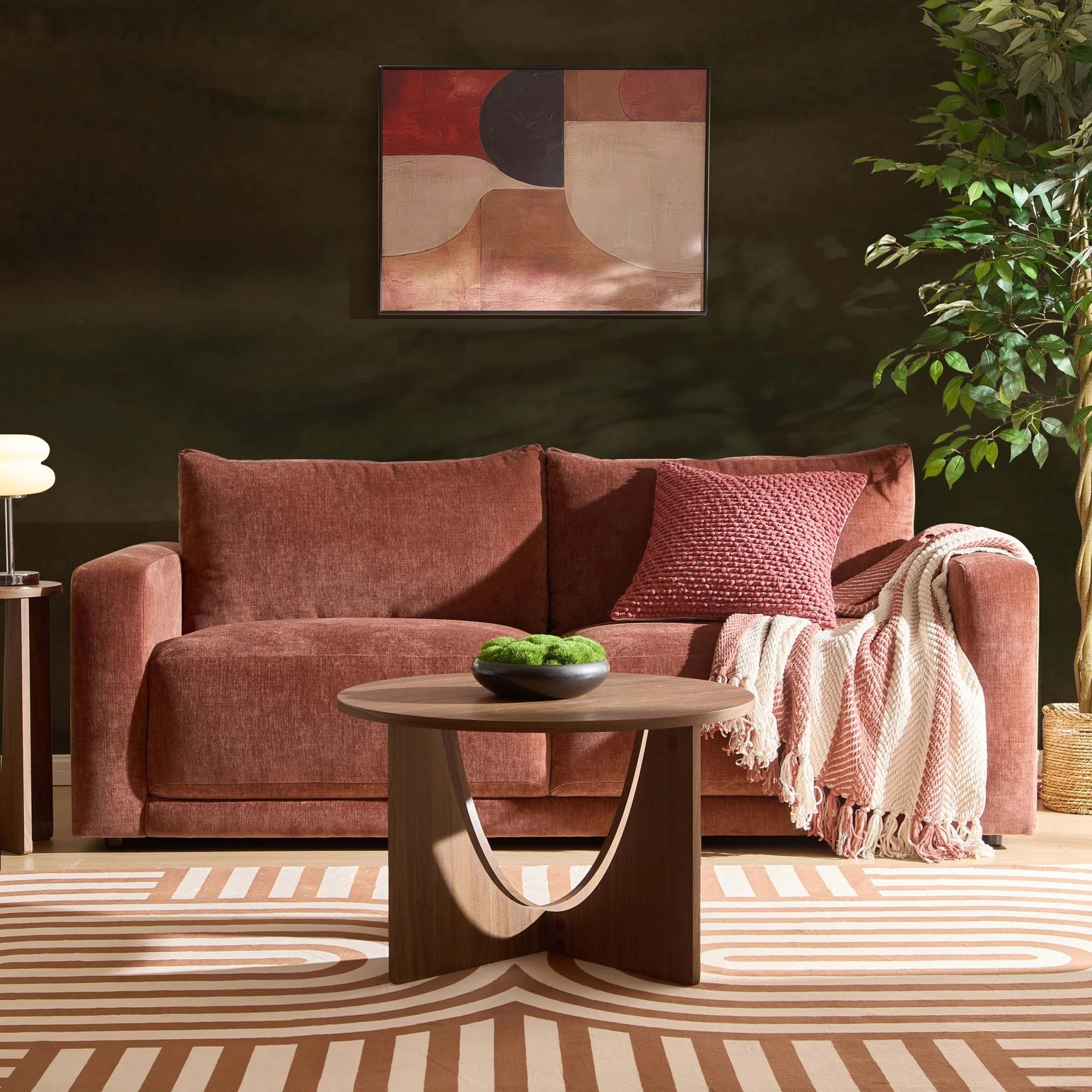 Chicago 3 Seater Sofa - Chenille Dark Rust