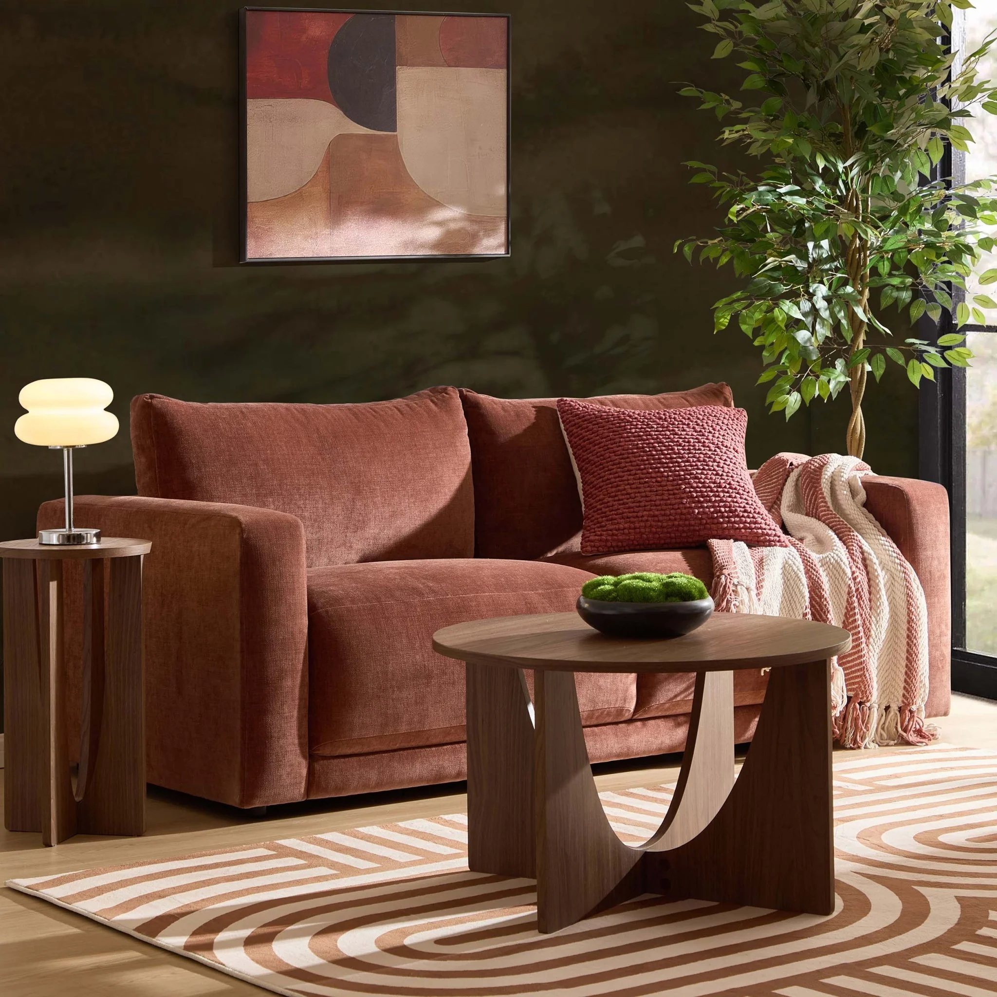 Chicago 3 Seater Sofa - Chenille Dark Rust - Image 2