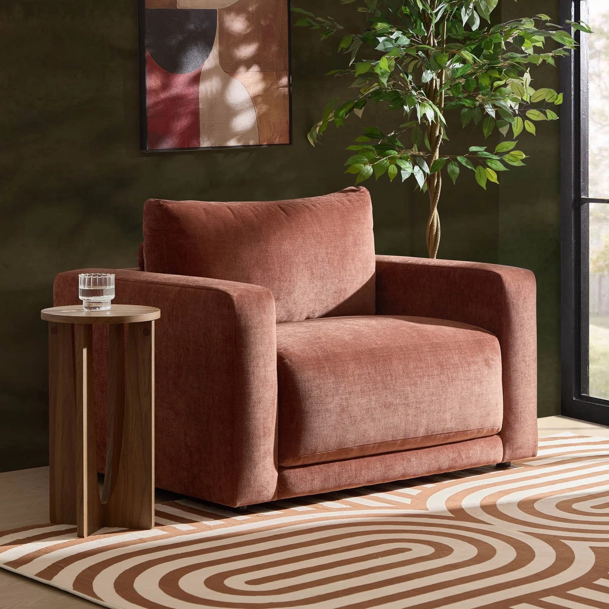 Chicago Loveseat - Chenille Dark Rust - Image 2