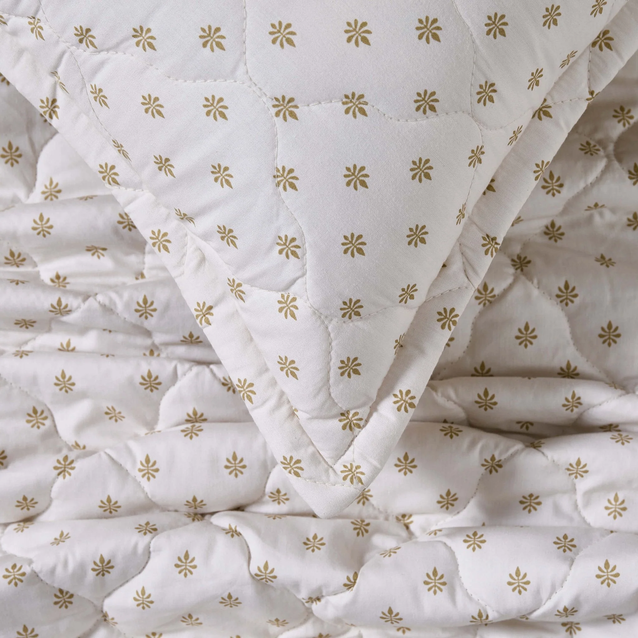 Chloe Reversible Quilted Floral & Foulard Print Cushion Cover - Olive - Image 4