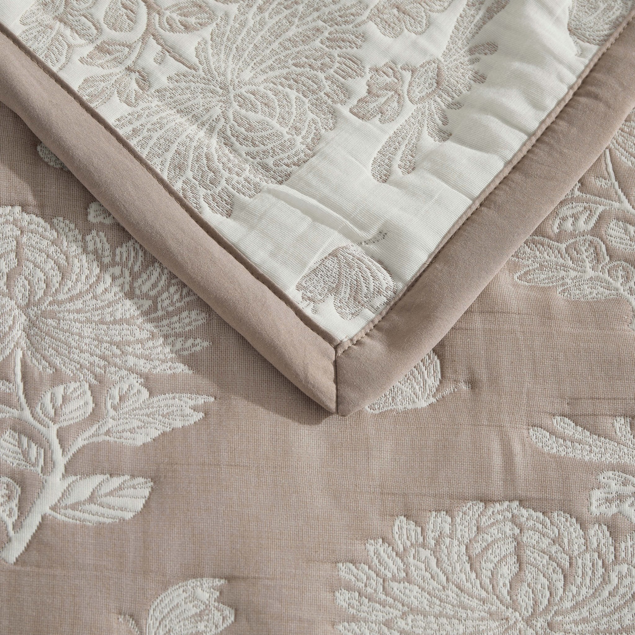 Chrysanthemum Embroidered Bedspread - Taupe - Image 2
