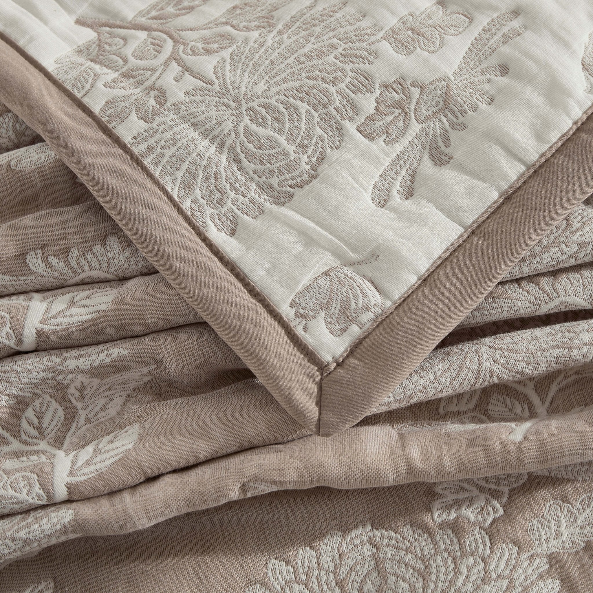 Chrysanthemum Embroidered Bedspread - Taupe - Image 3