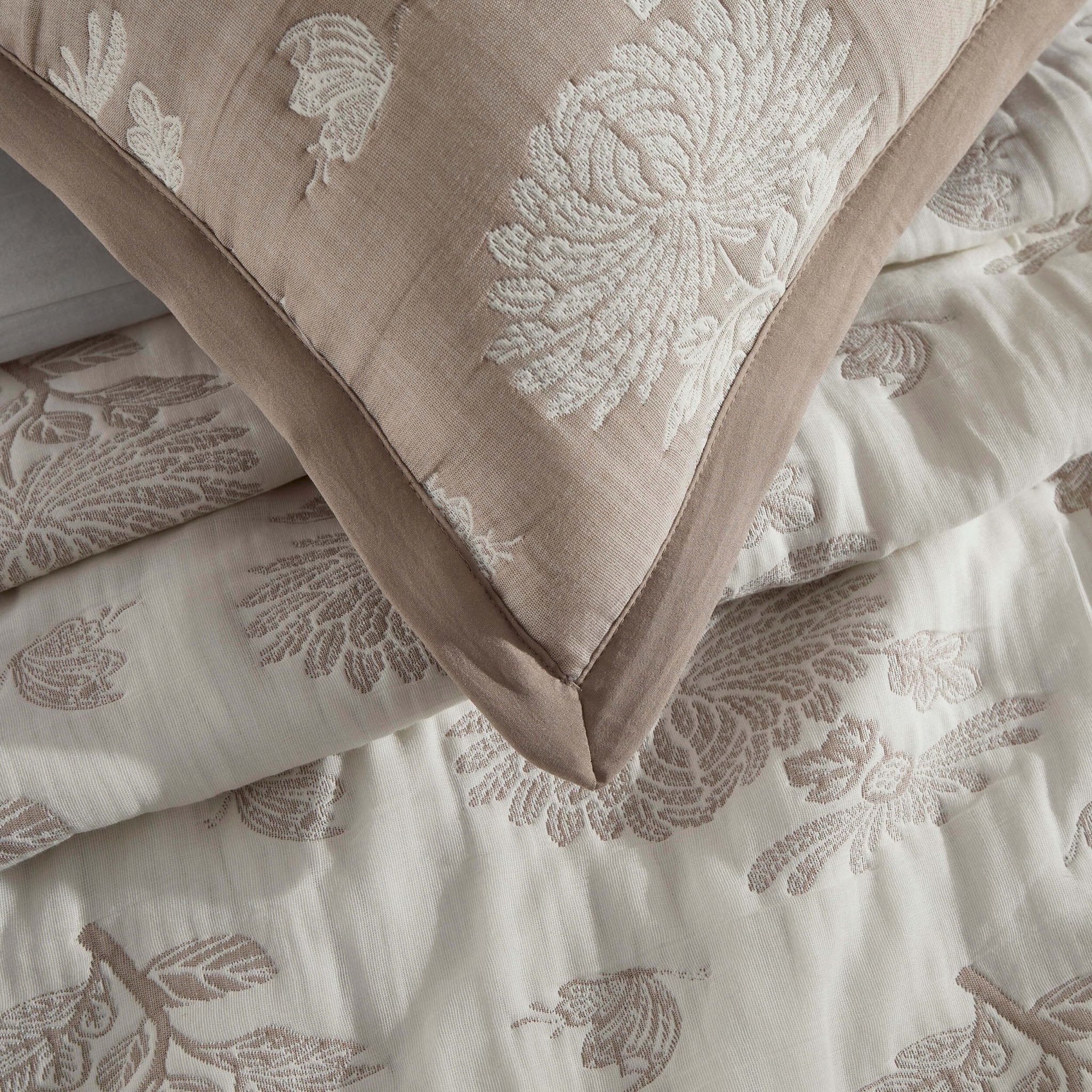 Chrysanthemum Embroidered Cushion Cover - Taupe - Image 3