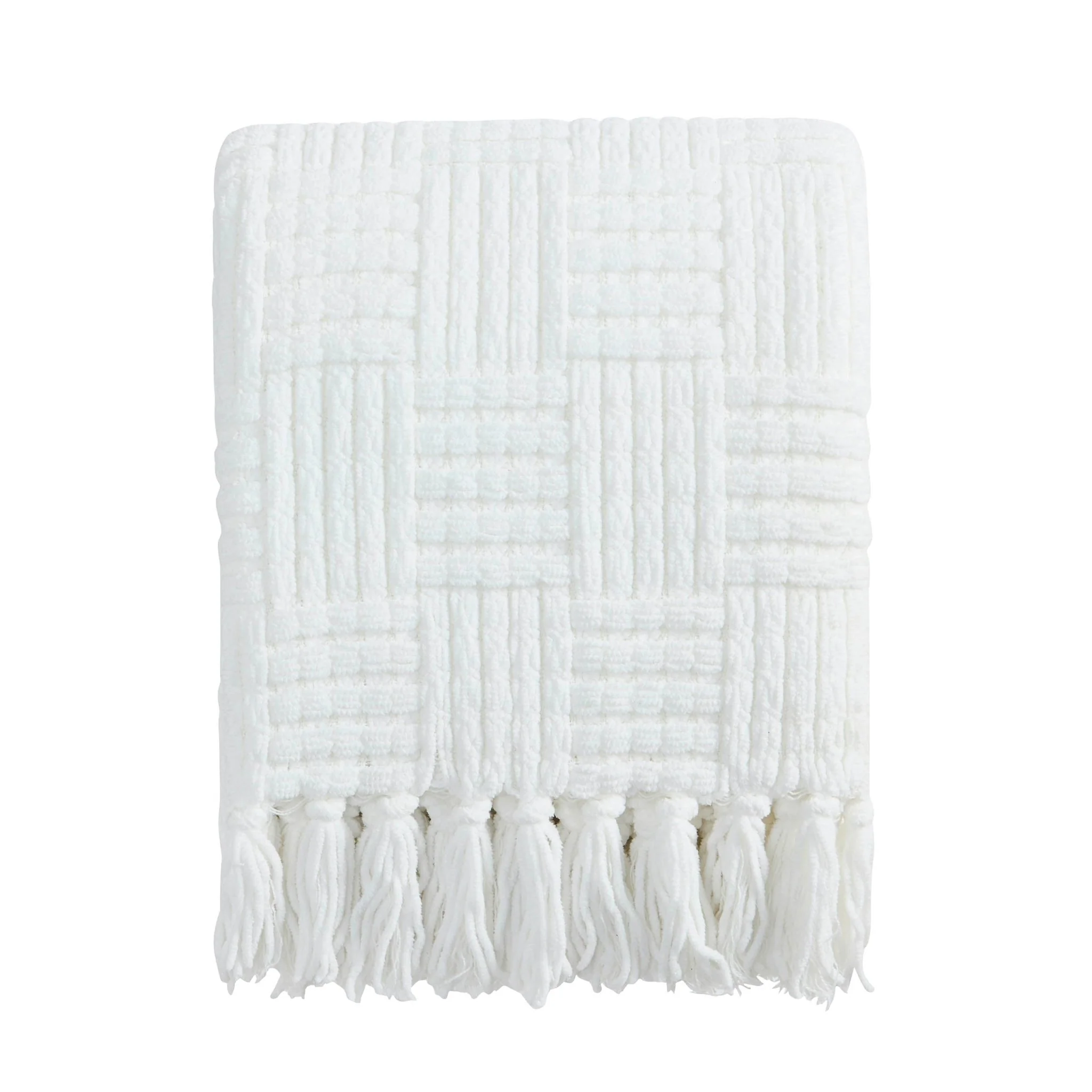 Chunky Chenille Sofa Throw - White - Image 3