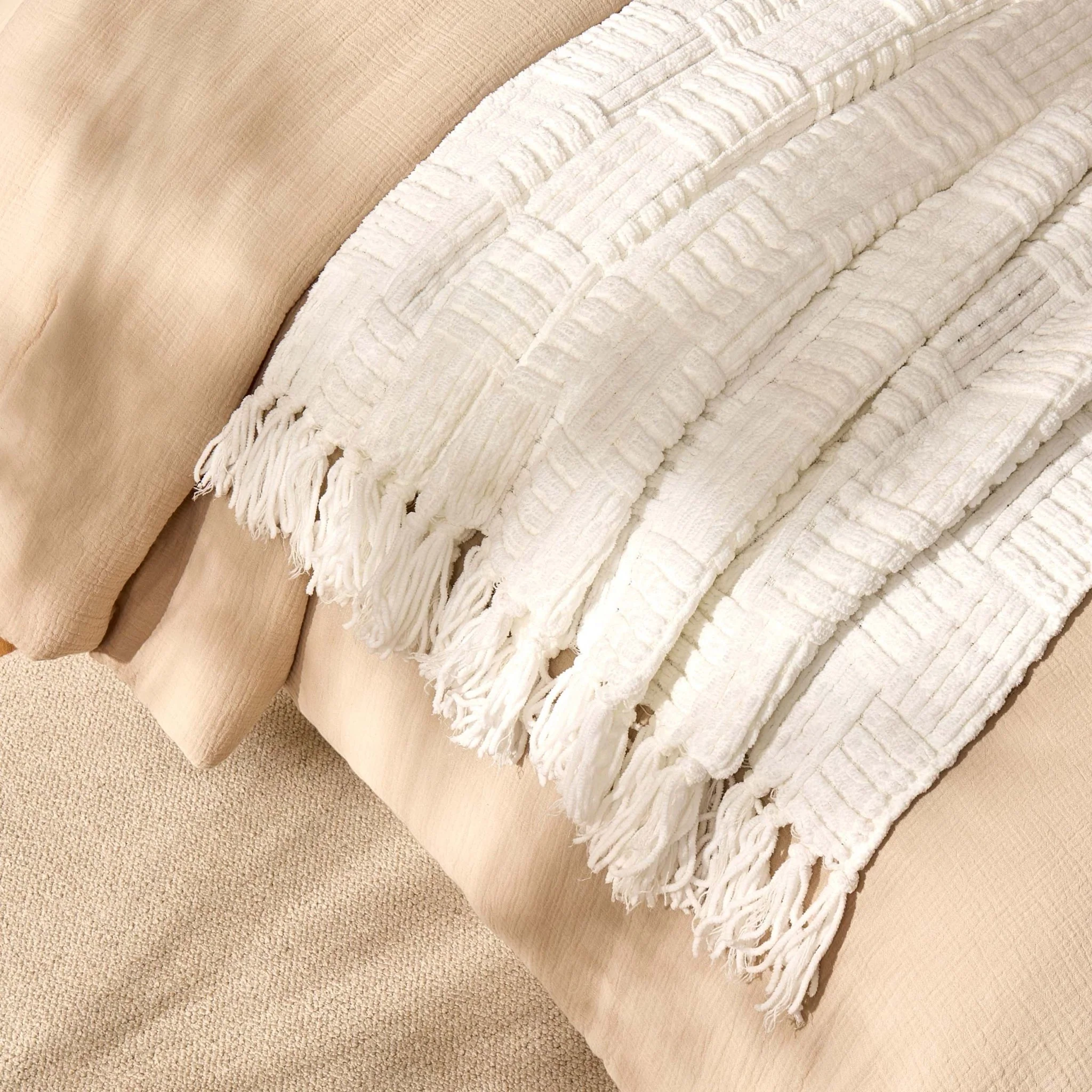 Chunky Chenille Throw - White - Image 2