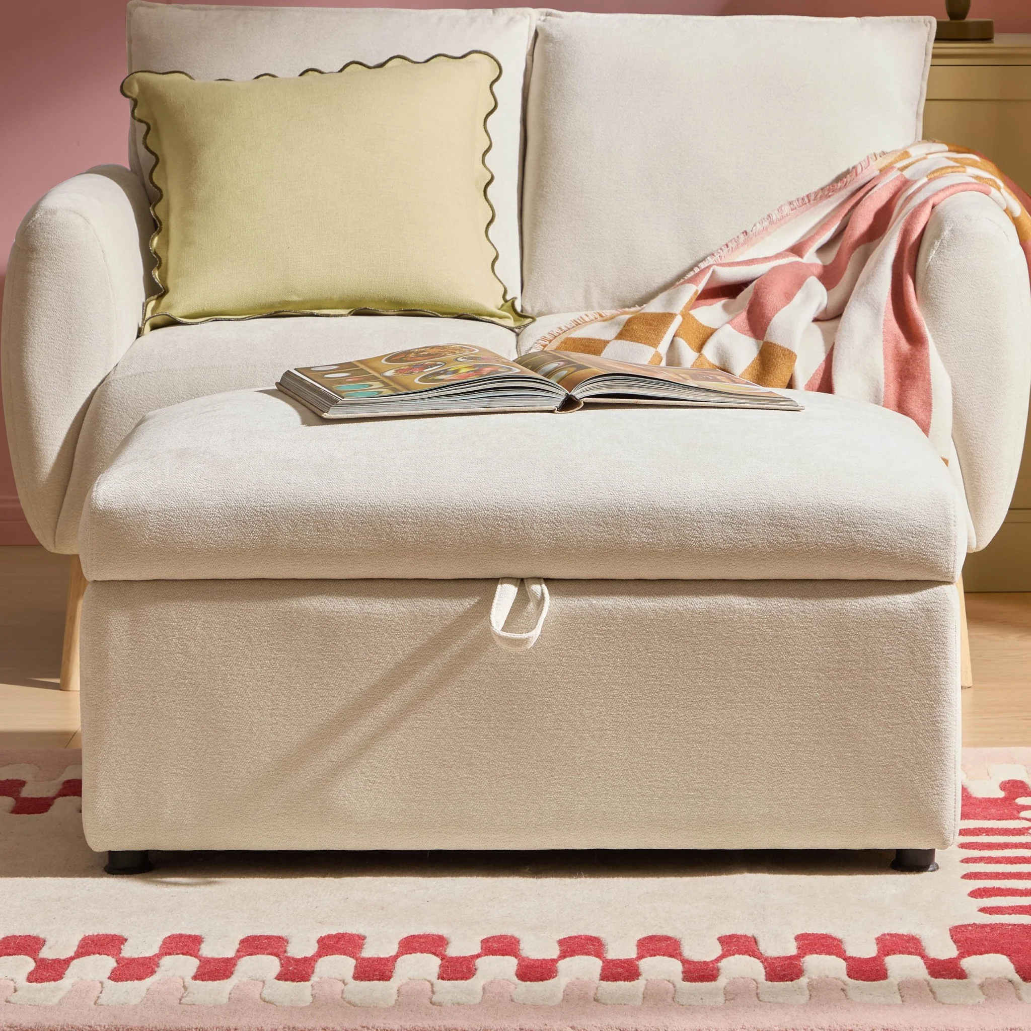 Clapham Storage Pouffe - Chenille Ivory