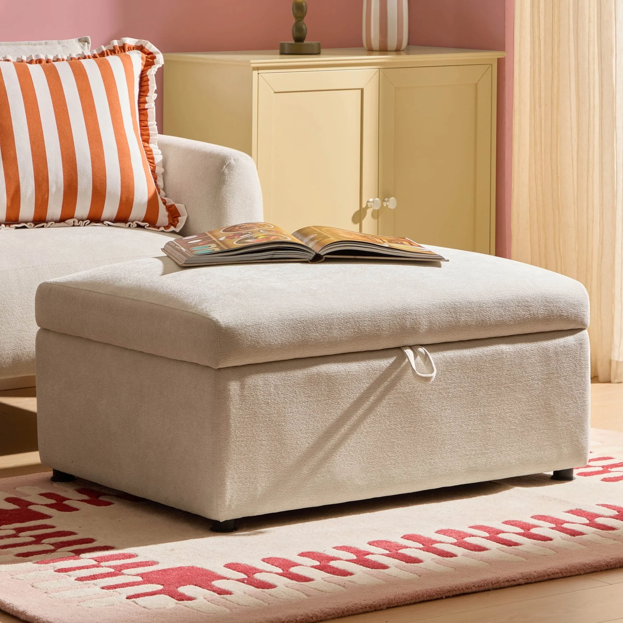 Clapham Storage Pouffe - Chenille Ivory - Image 2