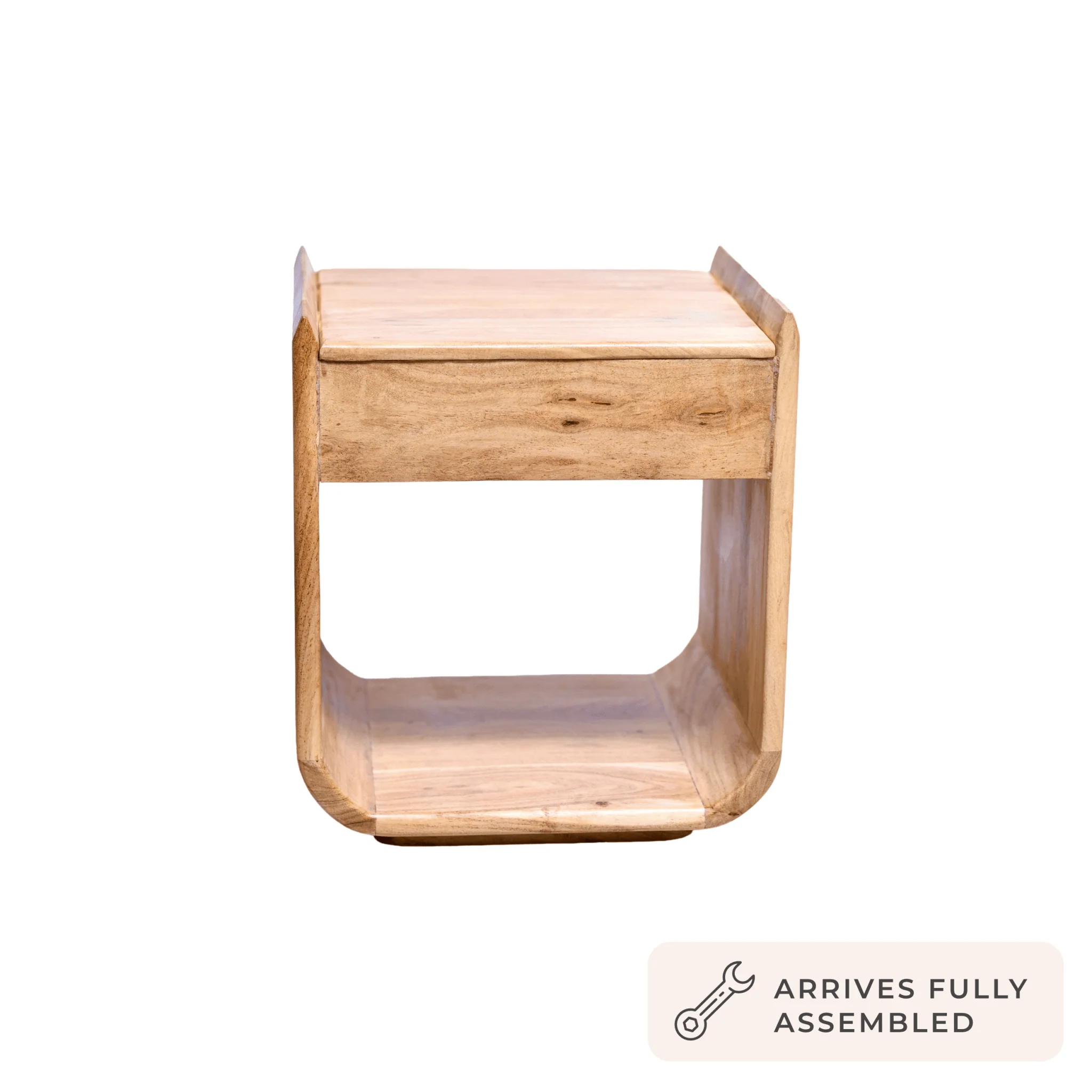 Cleo Acacia Wood 1 Drawer Bedside Table - Light Wood - Image 4