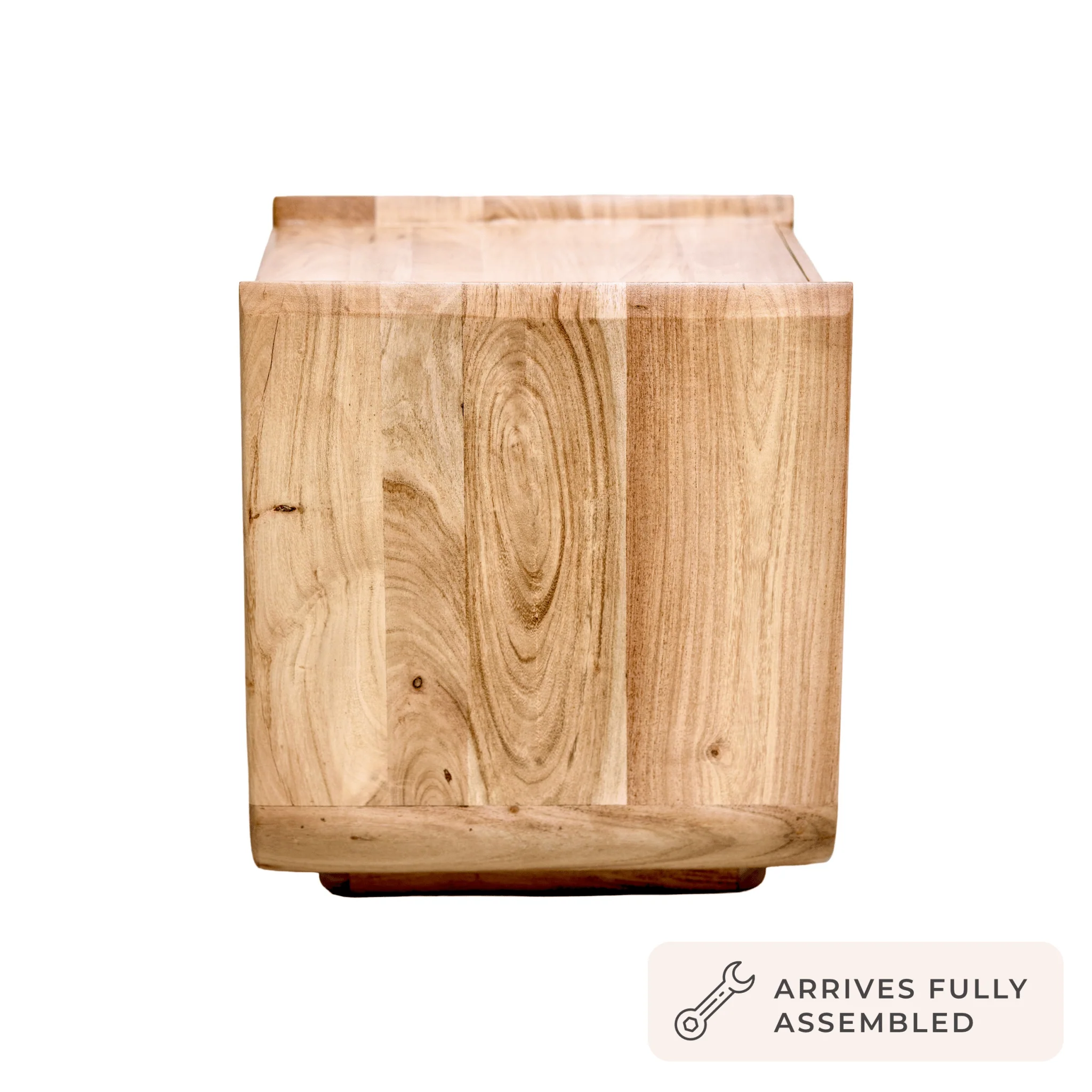 Cleo Acacia Wood 1 Drawer Bedside Table - Light Wood - Image 6