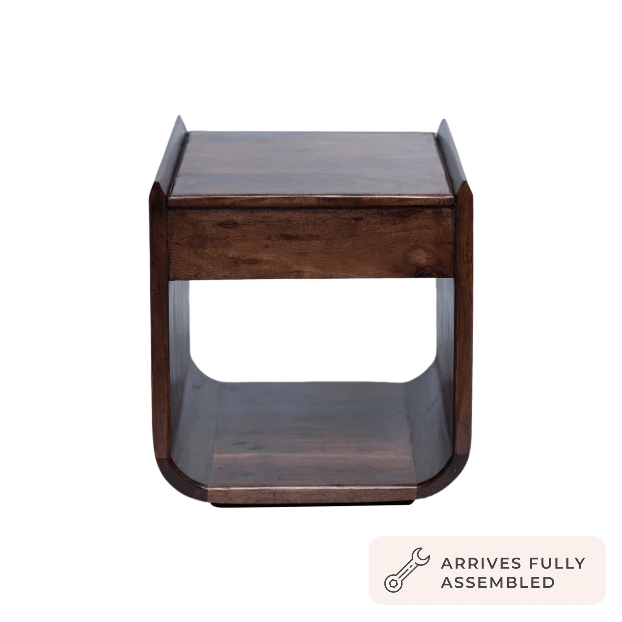 Cleo Acacia Wood 1 Drawer Bedside Table - Walnut - Image 5