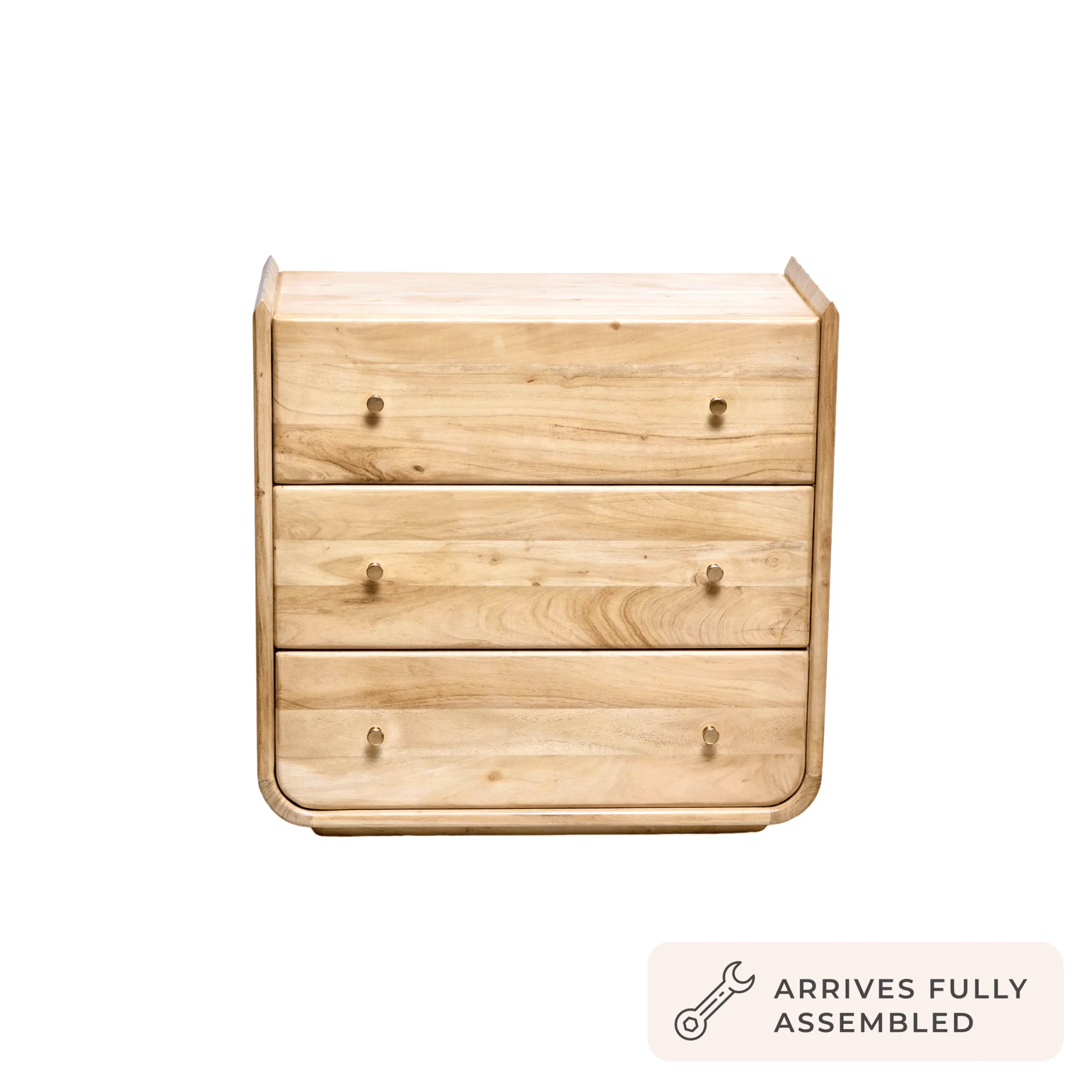 Cleo Acacia Wood 3 Drawer Chest - Light Wood - Image 3