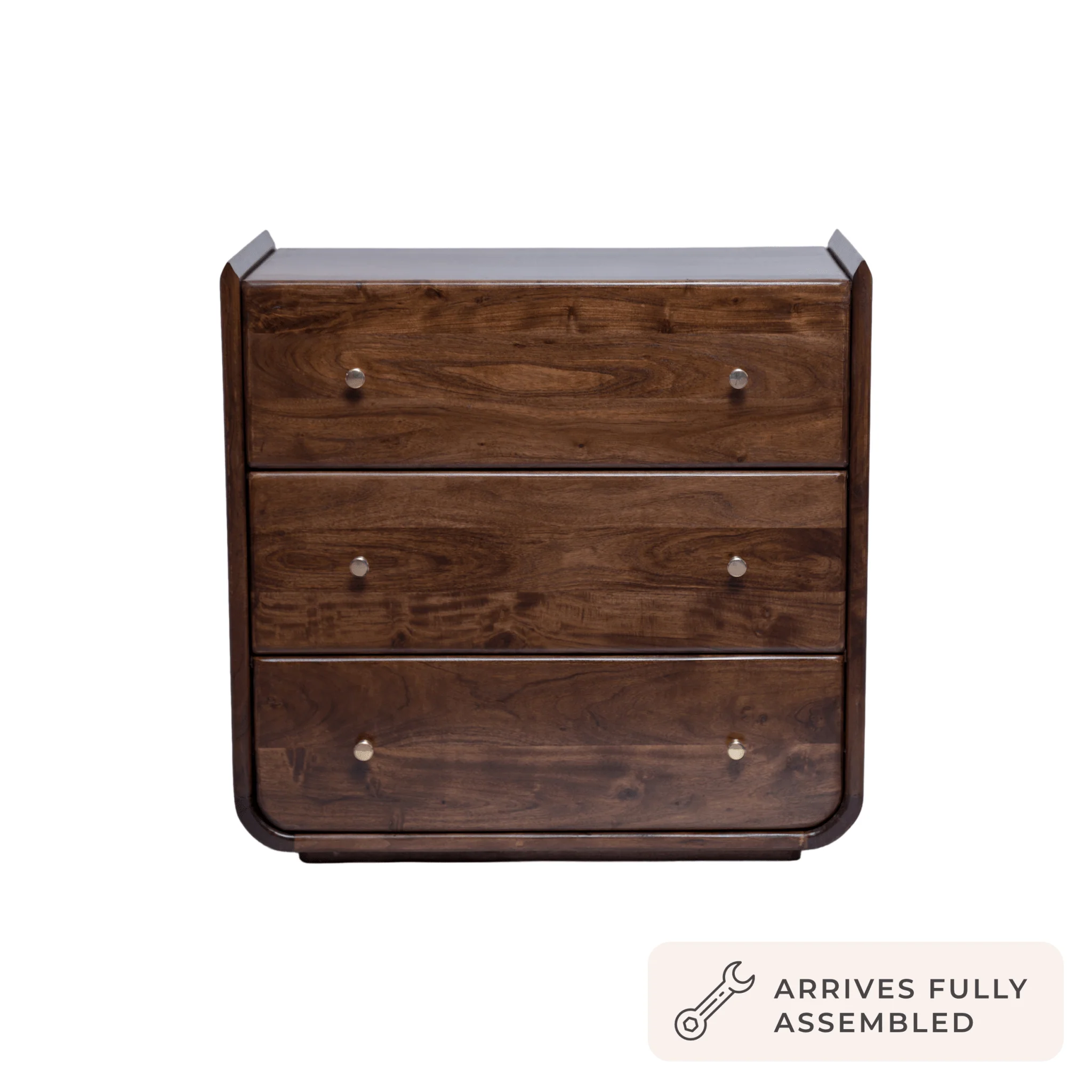 Cleo Acacia Wood 3 Drawer Chest - Walnut - Image 3