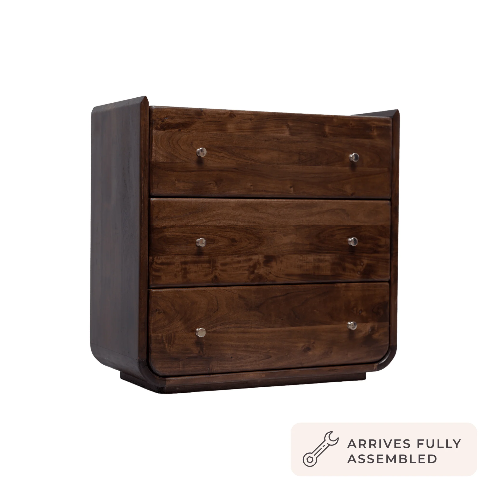 Cleo Acacia Wood 3 Drawer Chest - Walnut - Image 4