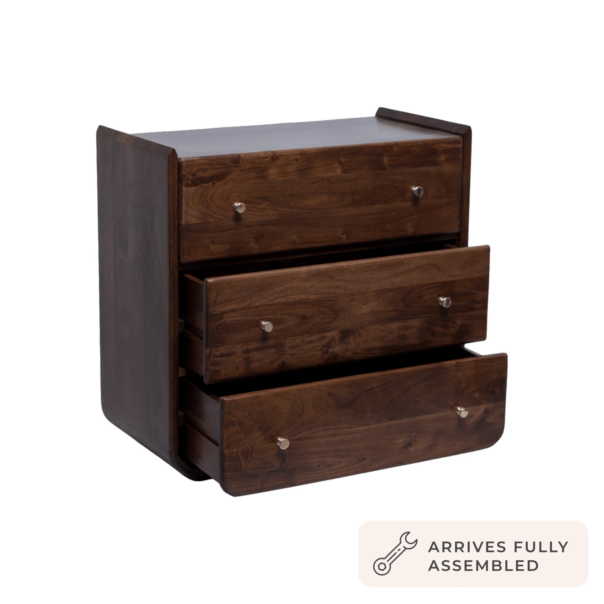 Cleo Acacia Wood 3 Drawer Chest - Walnut - Image 5