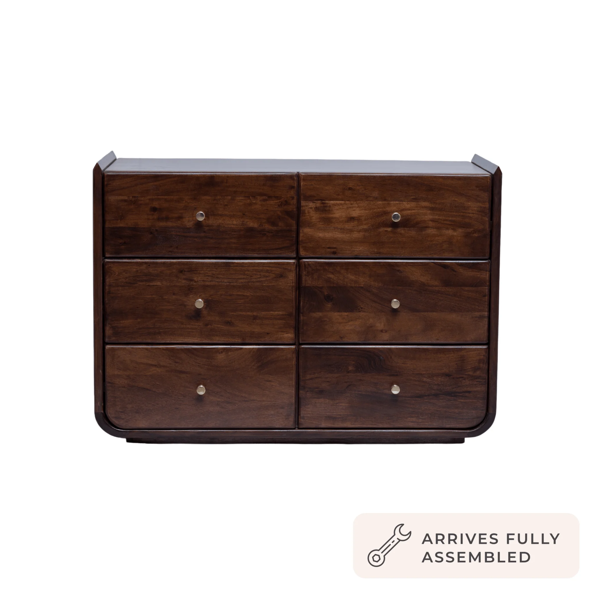 Cleo Acacia Wood 6 Drawer Chest - Walnut - Image 3