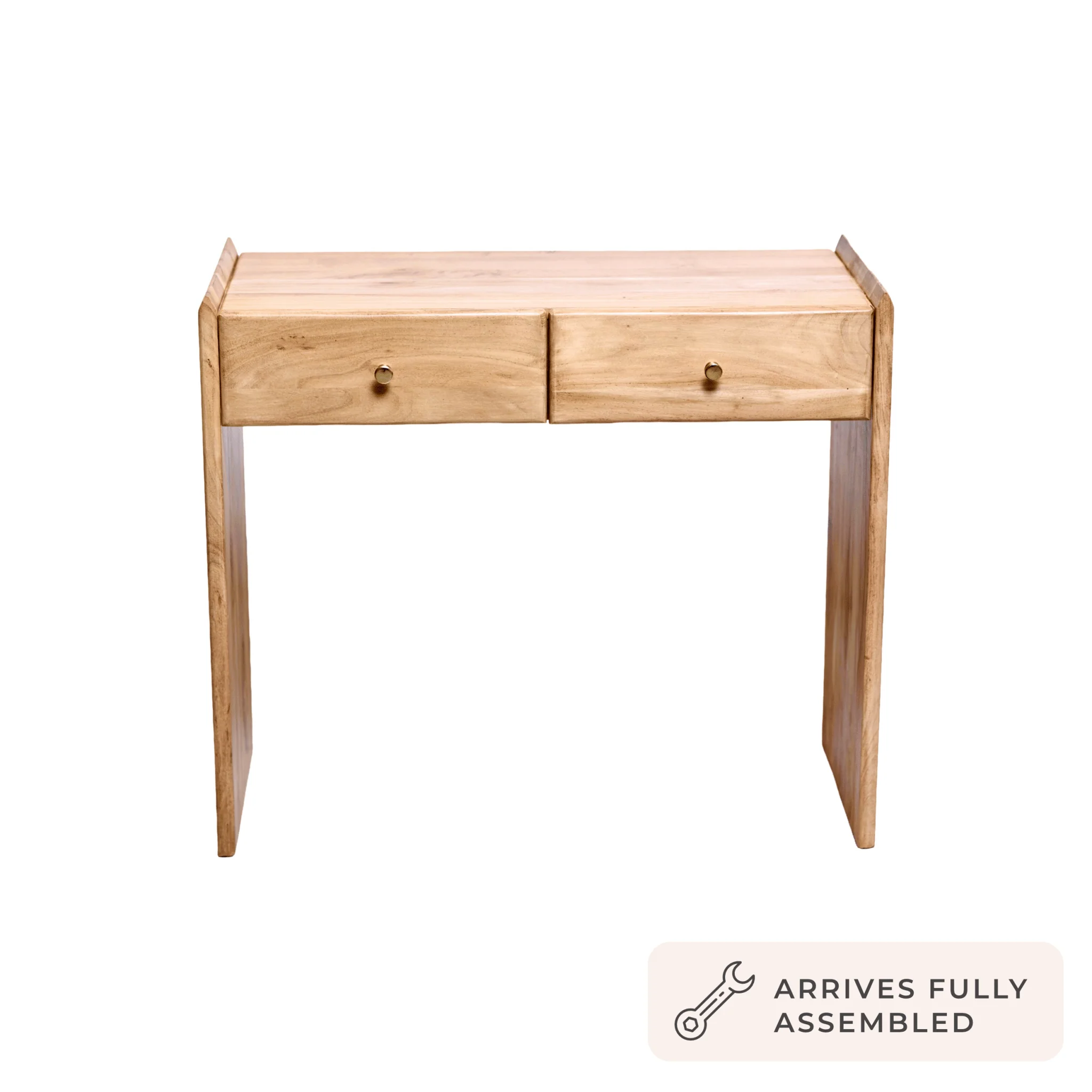 Cleo Acacia Wood Dressing Table Console - Light Wood - Image 3