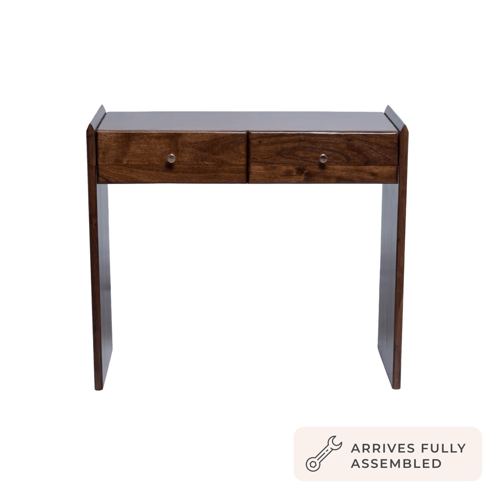 Cleo Acacia Wood Dressing Table Console - Walnut - Image 3