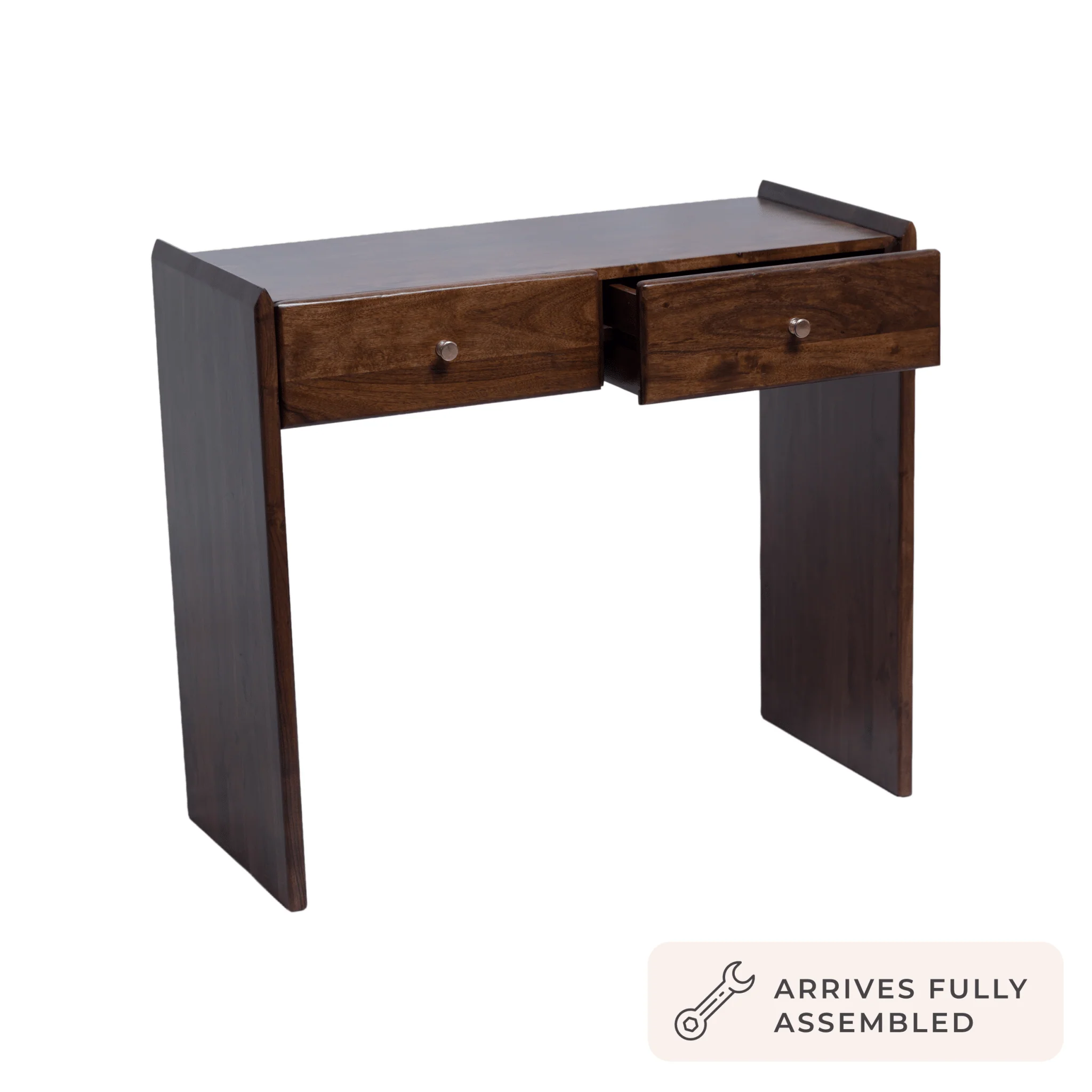 Cleo Acacia Wood Dressing Table Console - Walnut - Image 4