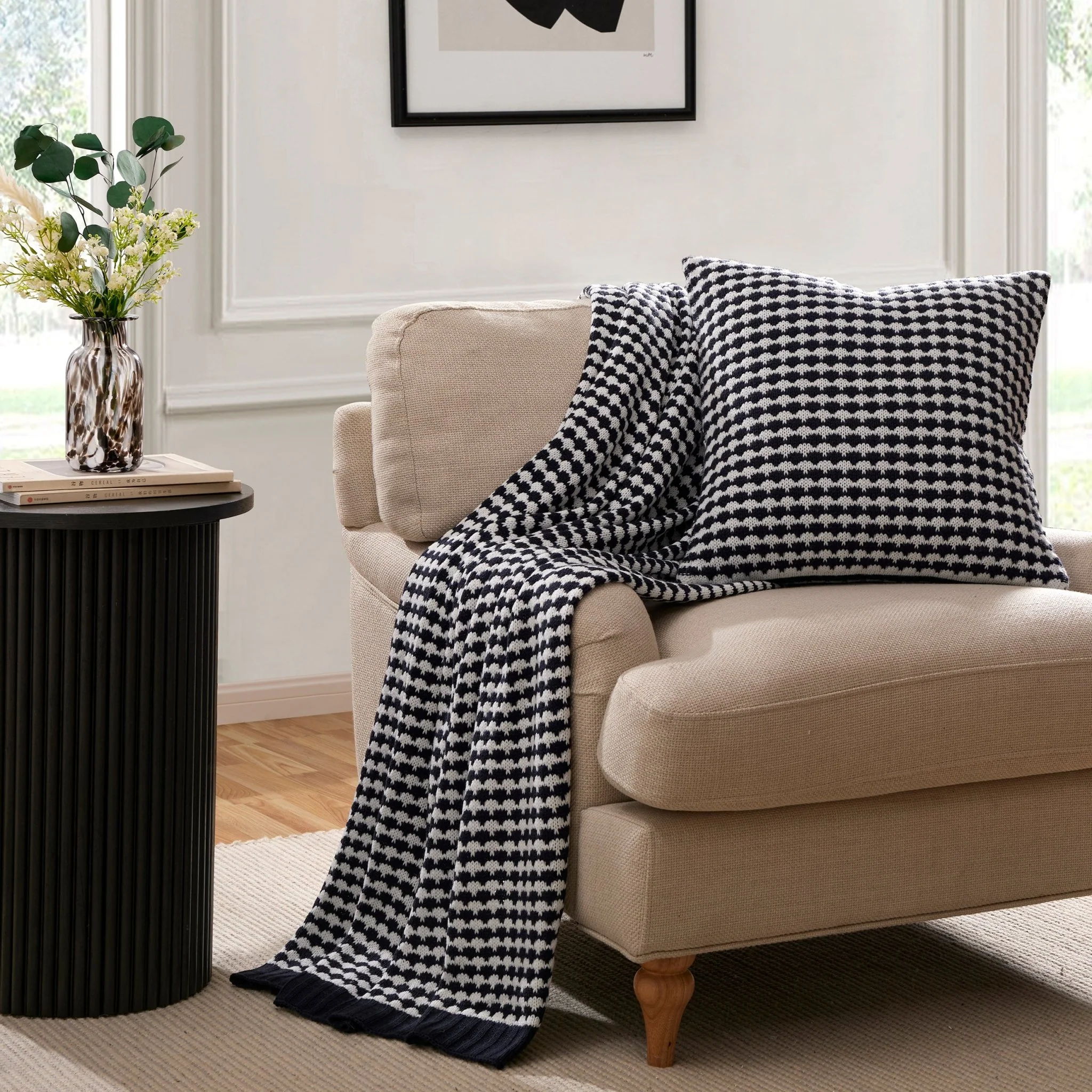 Contrast Pattern Sofa Cushion Cover - Midnight