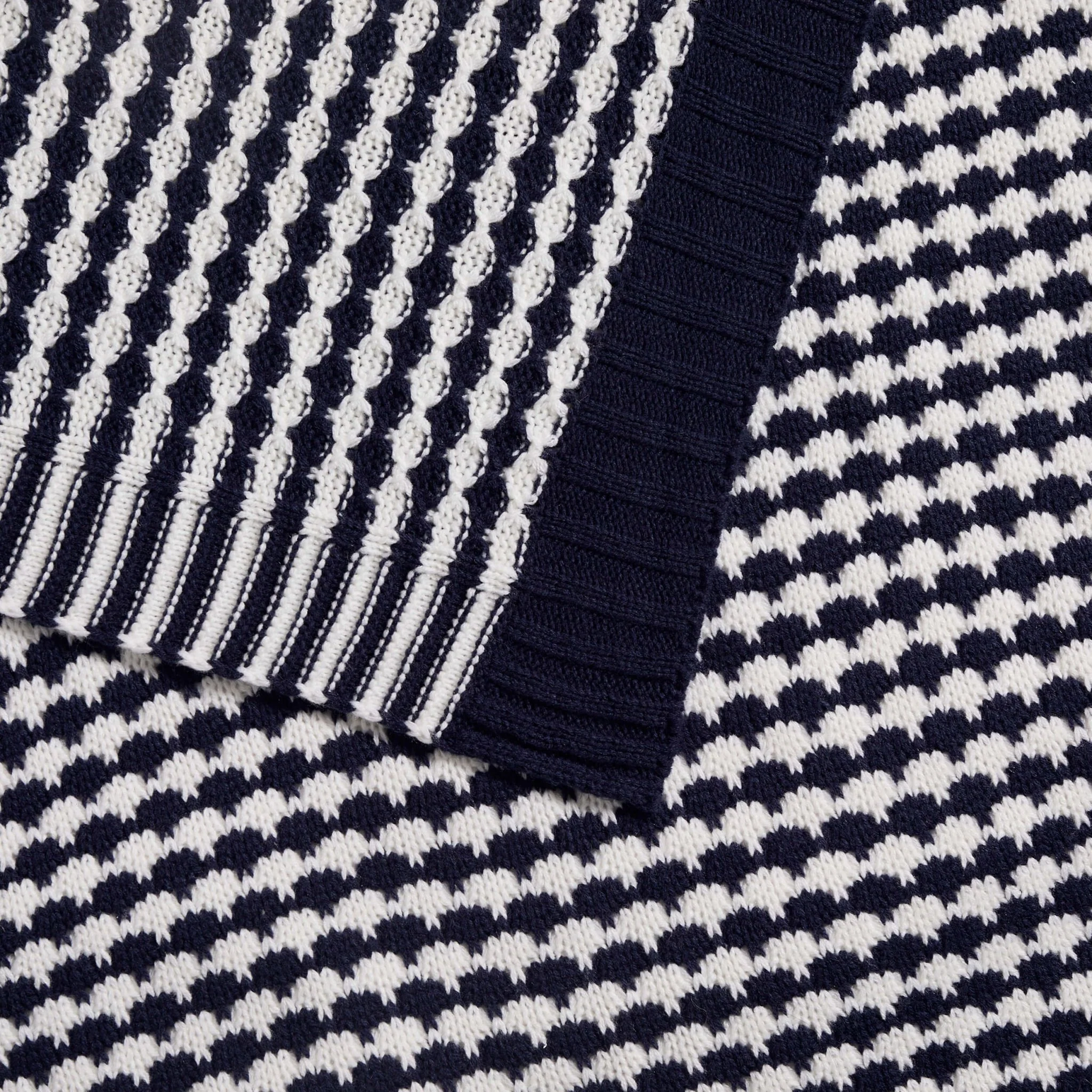 Contrast Pattern Knit Throw - Midnight - Image 3