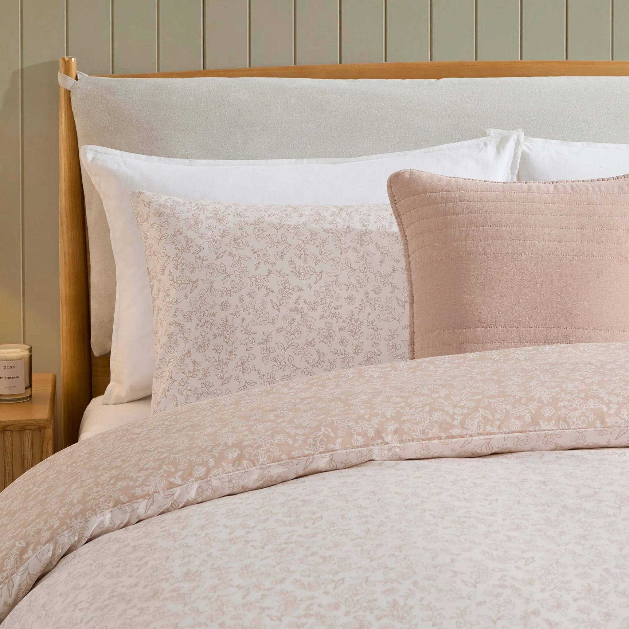 Corinne 100% Cotton Reversible Duvet Cover & Pillowcase Set - Natural