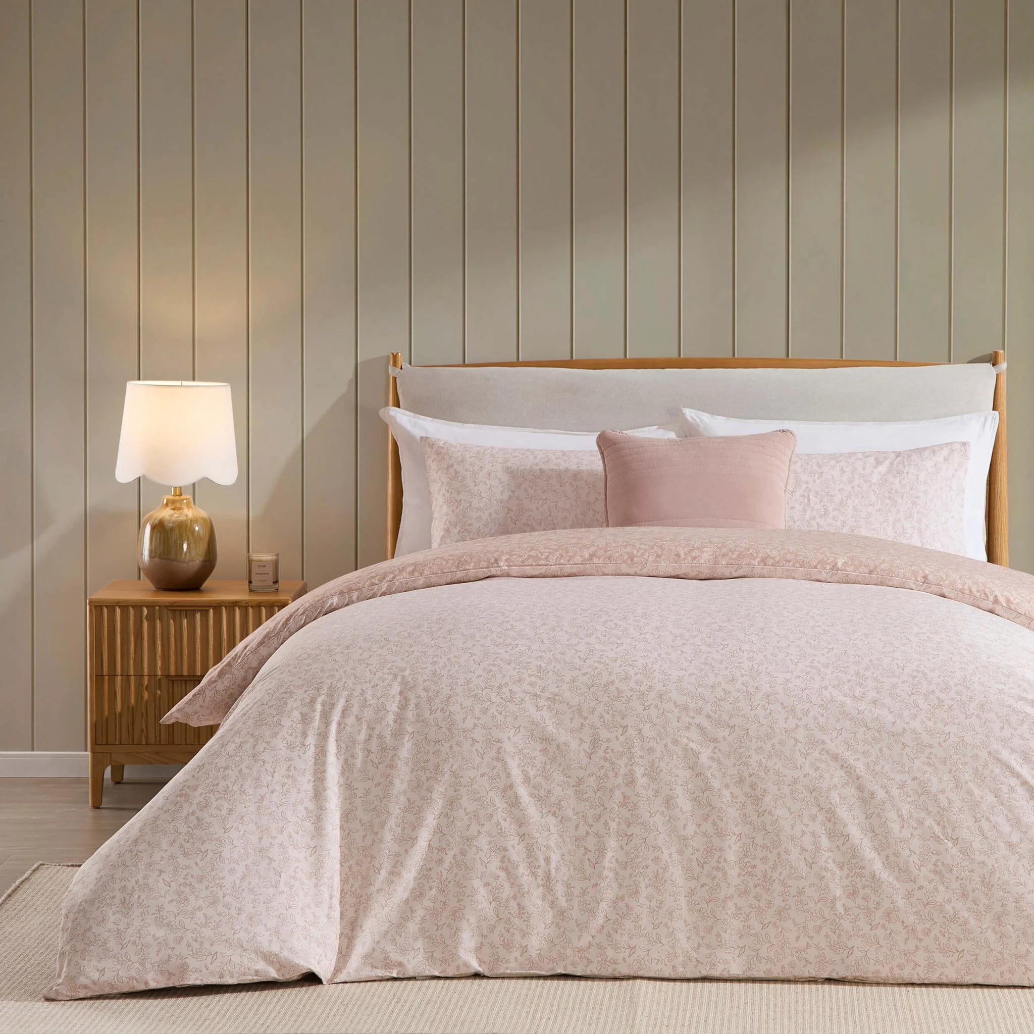 Corinne 100% Cotton Reversible Duvet Cover & Pillowcase Set - Natural - Image 2