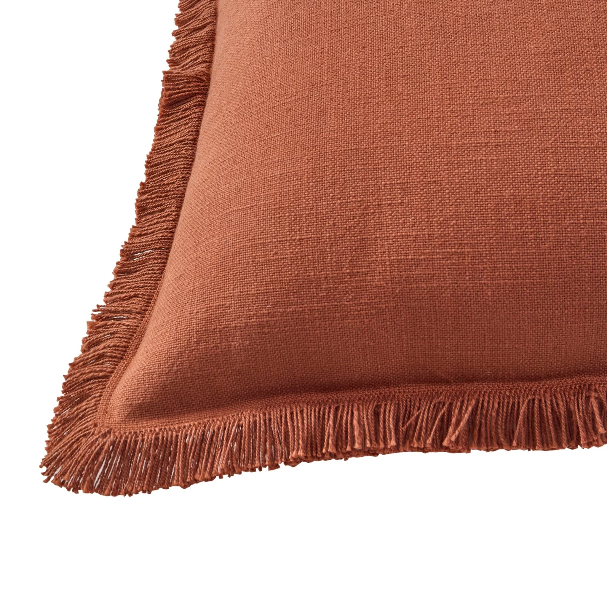 Cotton Fringed Edge Cushion Cover - Burnt Orange - Image 4