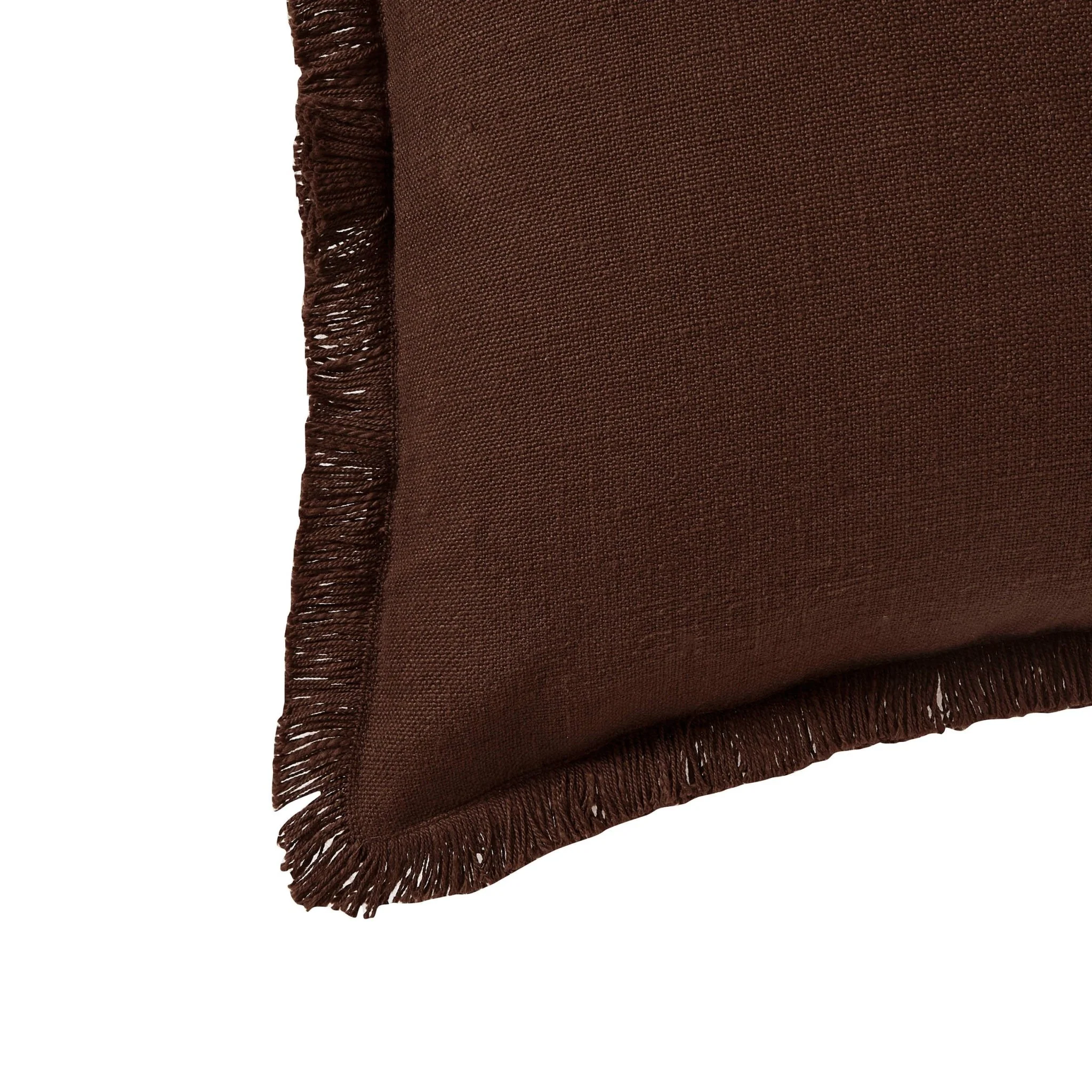 Cotton Fringed Edge Cushion Cover - Chocolate - Image 4