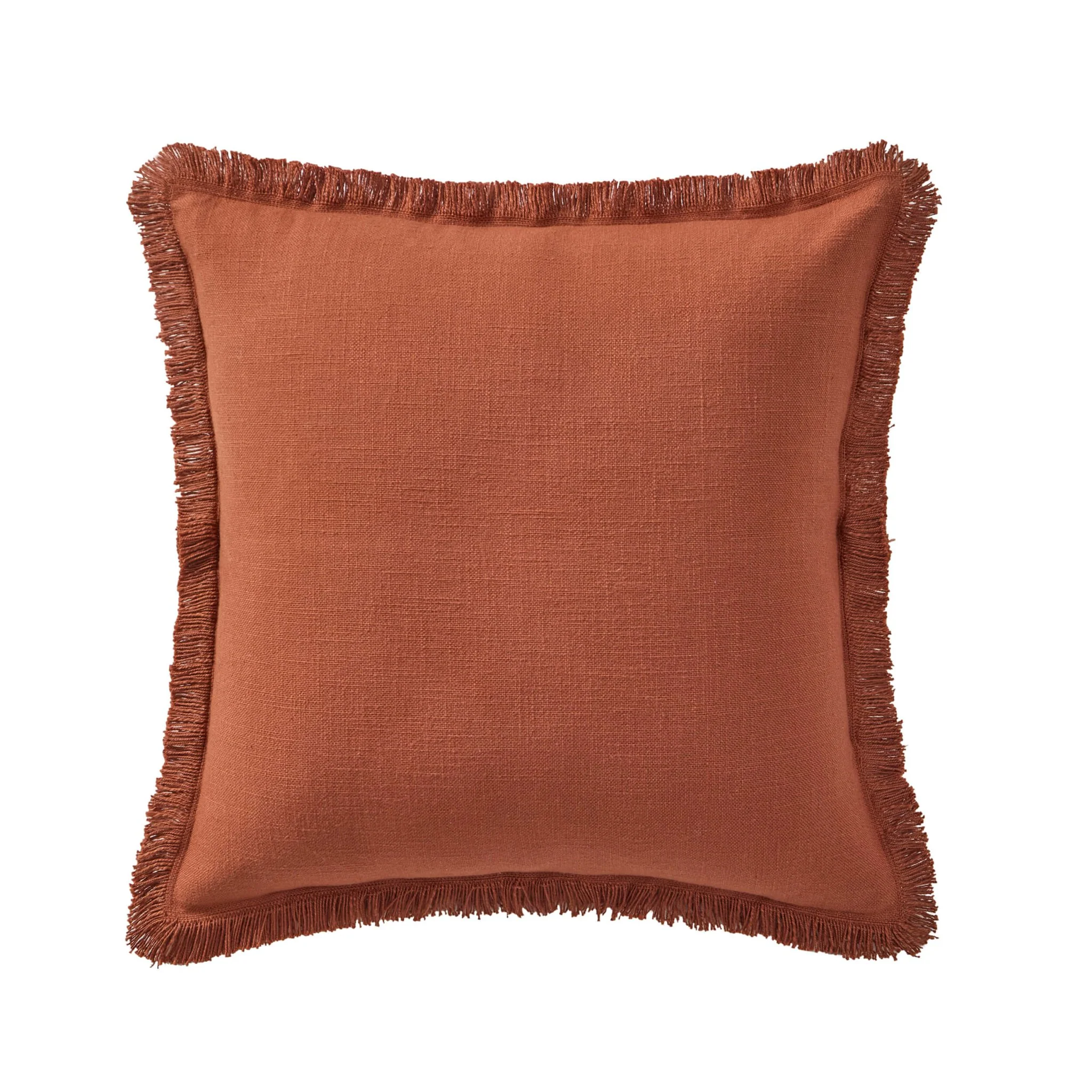 Cotton Fringed Edge Sofa Cushion Cover - Burnt Orange - Image 2