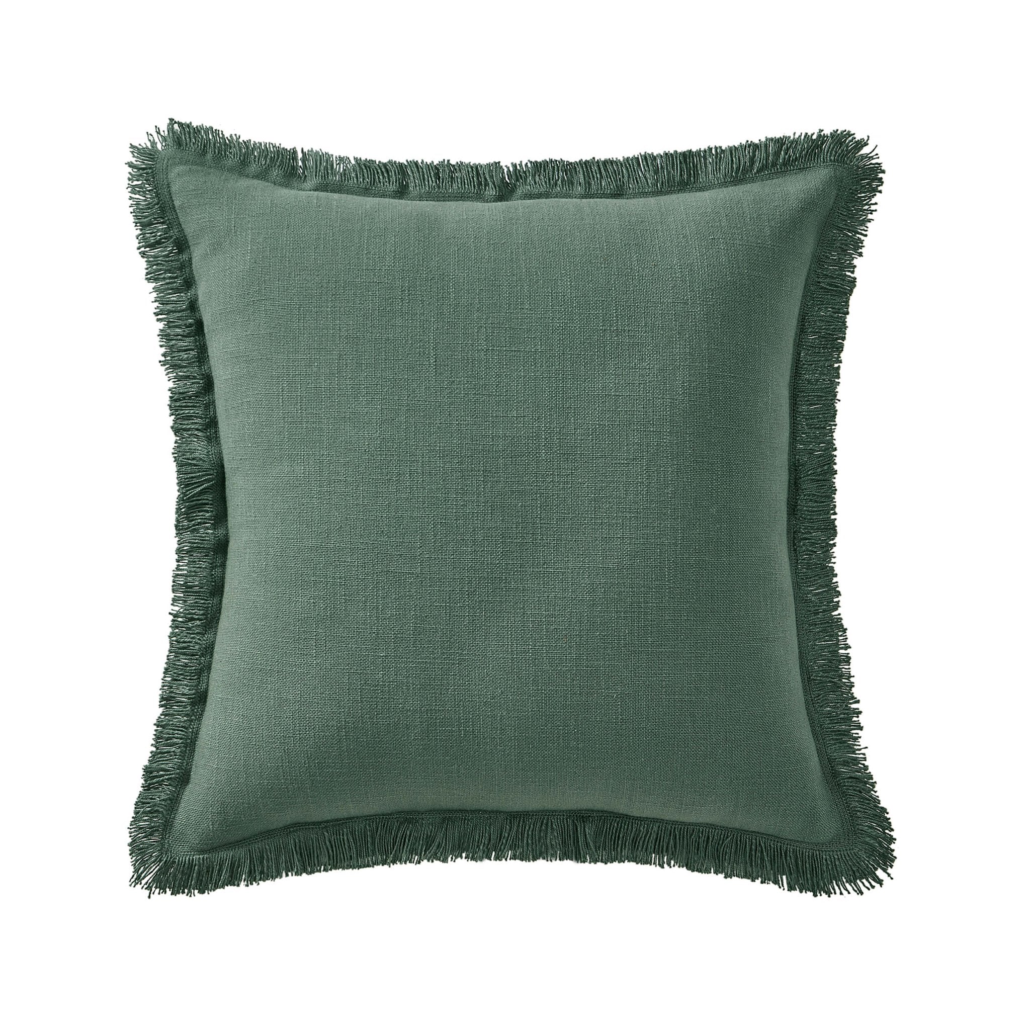 Cotton Fringed Edge Cushion Cover- Forest Green - Image 3