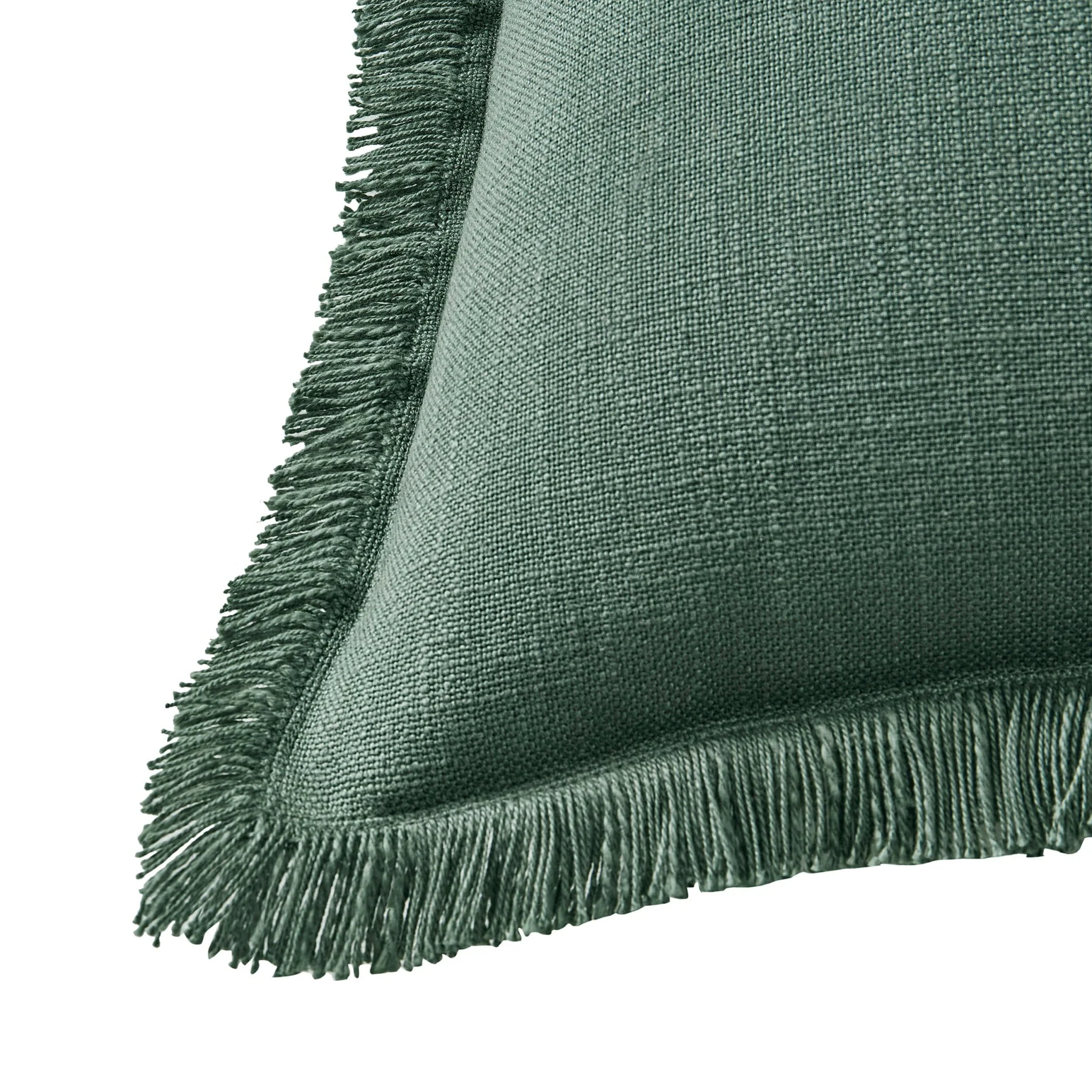 Cotton Fringed Edge Cushion Cover- Forest Green - Image 4