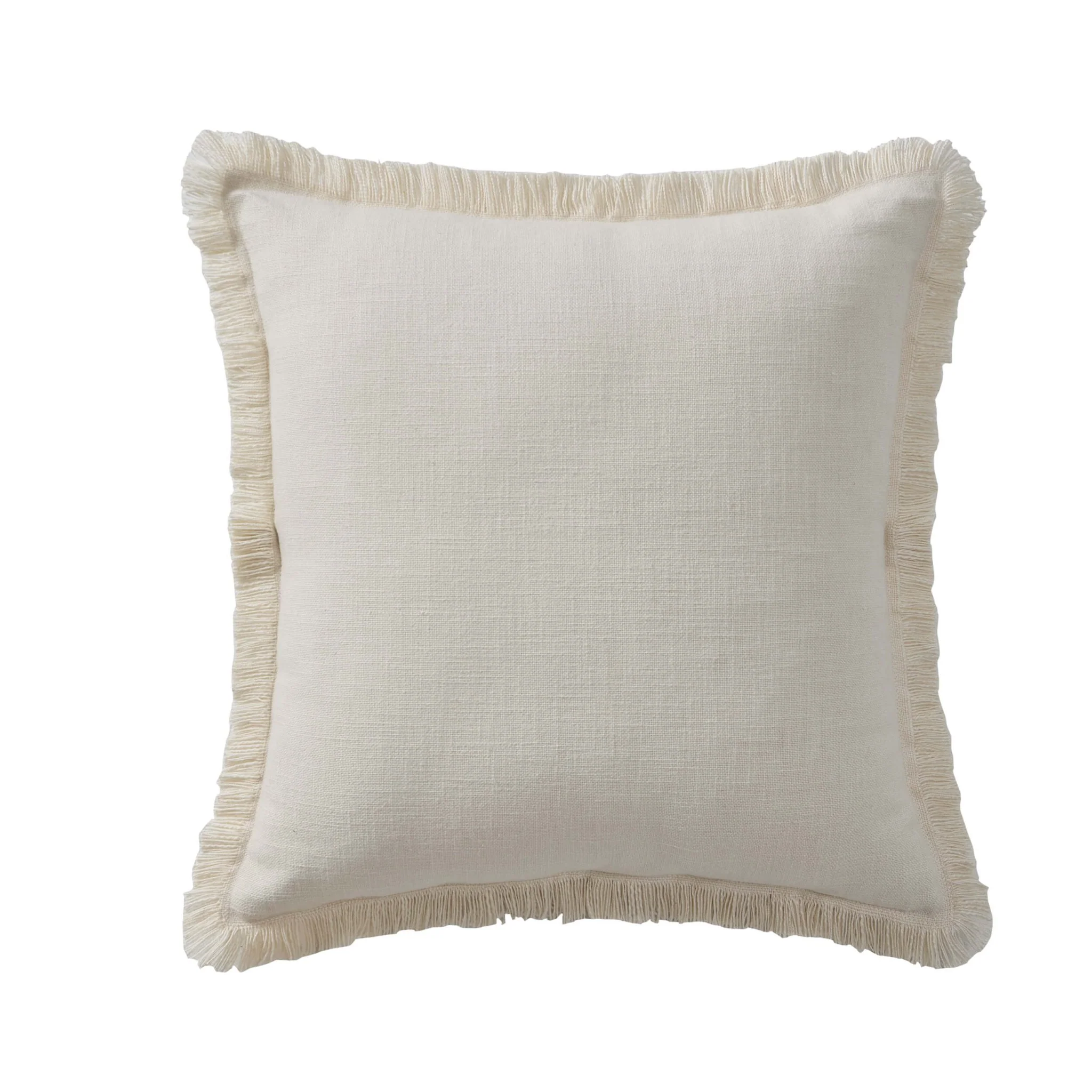 Cotton Fringed Edge Cushion Cover - Natural - Image 3