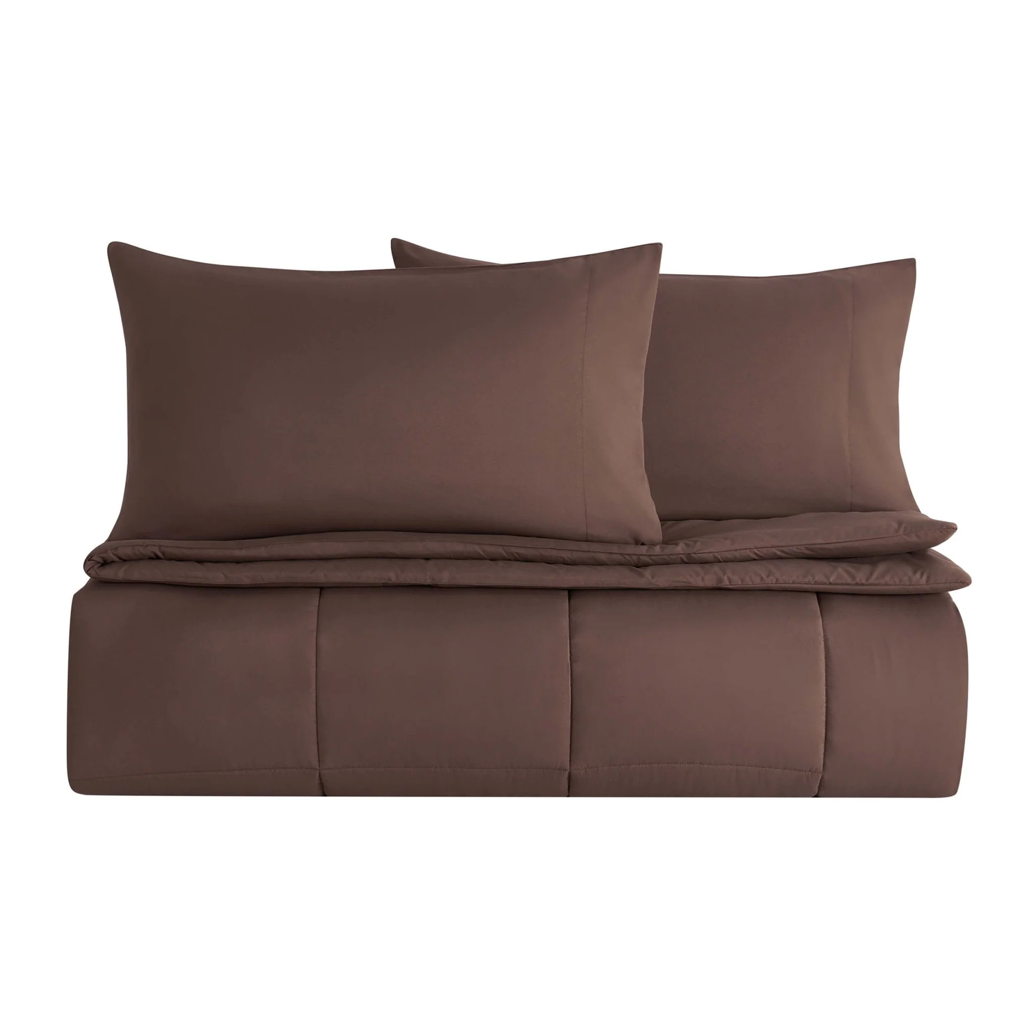 Machine Washable Coverless Duvet & Pillowcase Set - Brown - Image 6