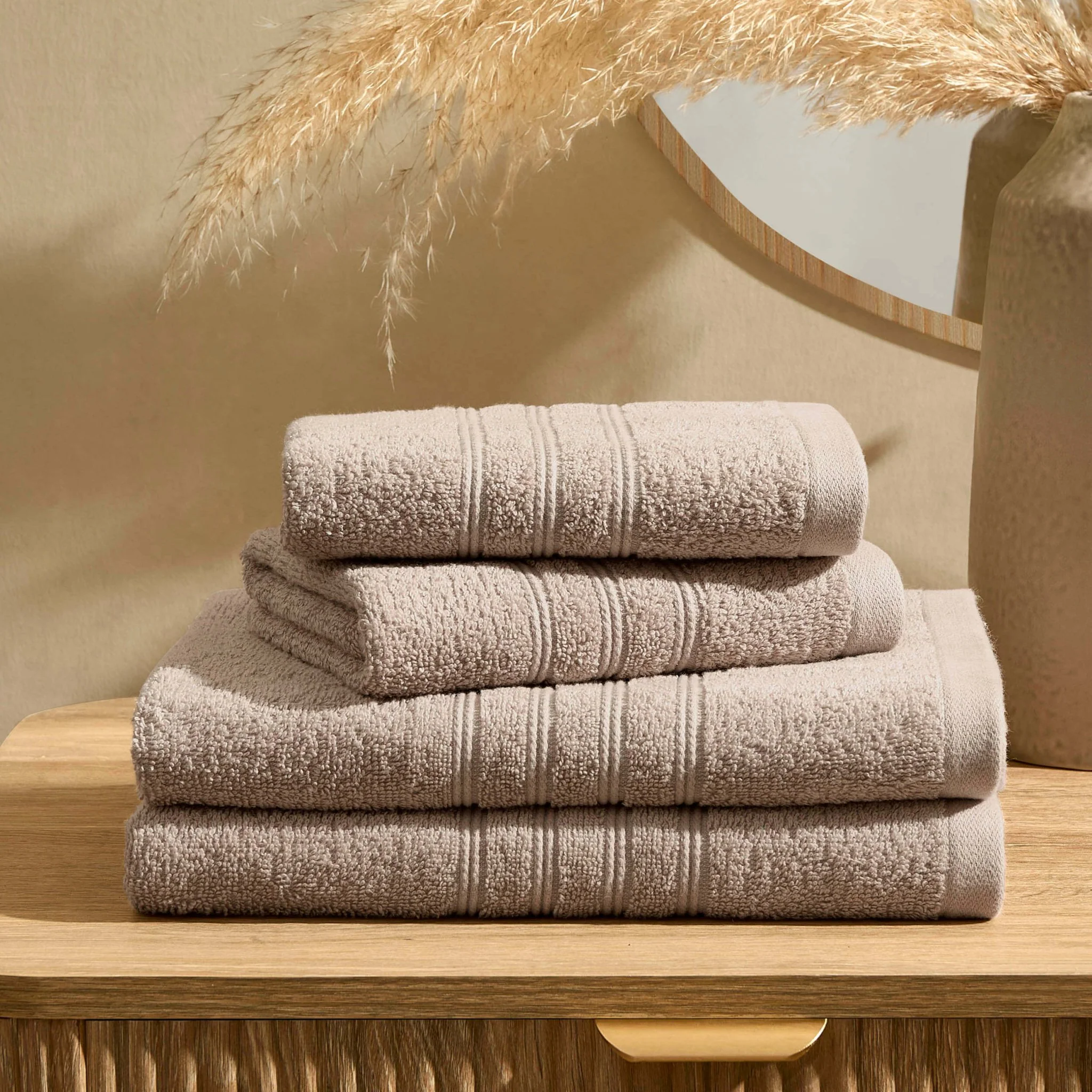 Crete 4 Piece Towel Bundle Set - Natural