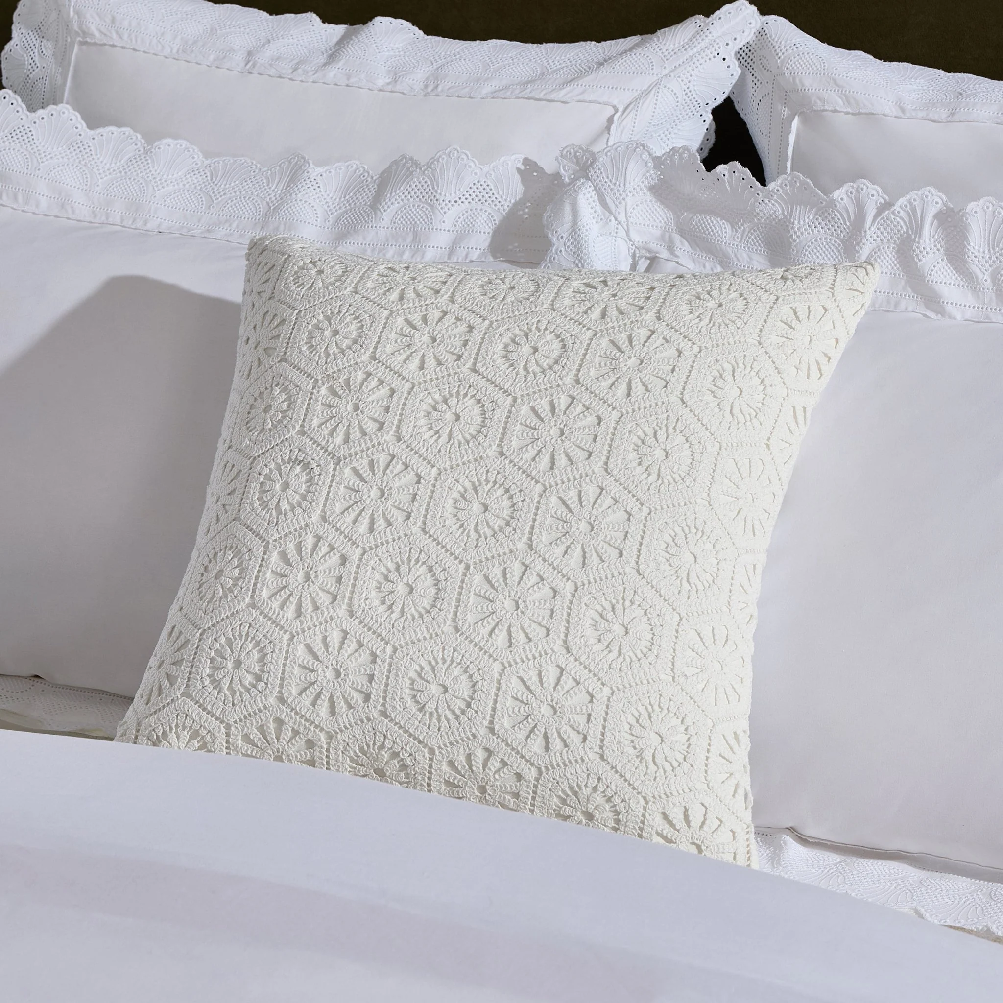 Crochet Knit Cushion Cover - Off White