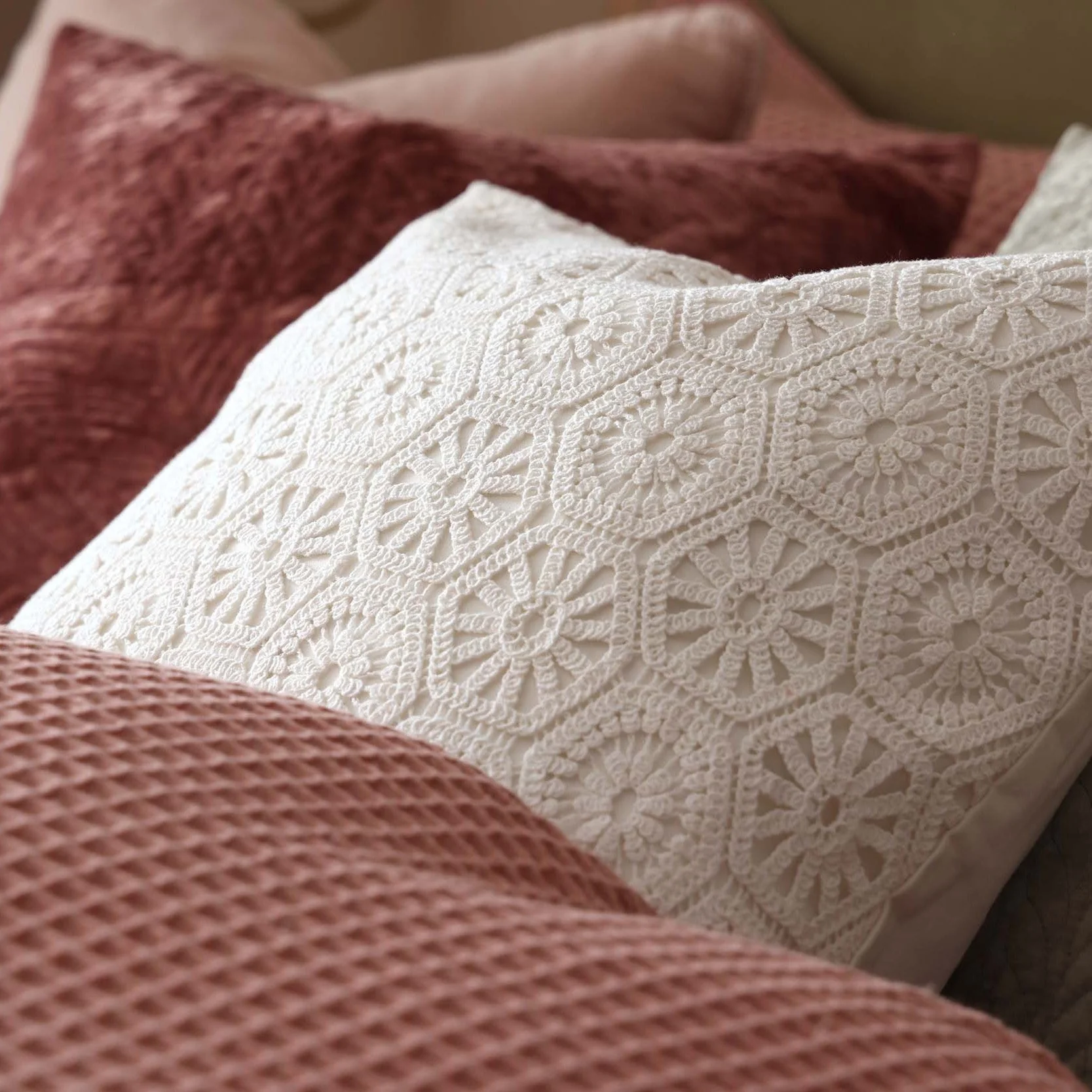 Crochet Knit Cushion Cover - Off White - Image 3