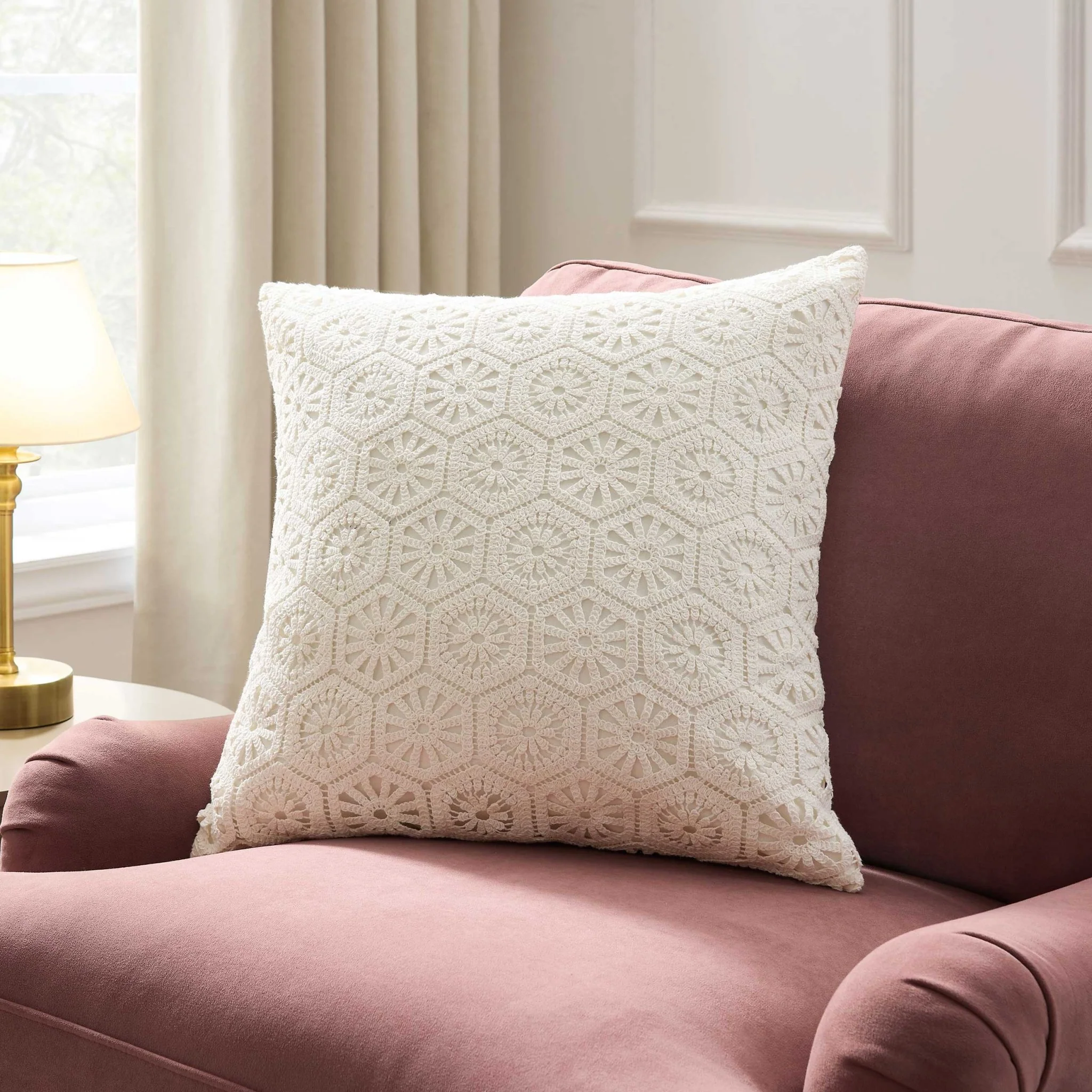 Crochet Knit Sofa Cushion Cover - Off White