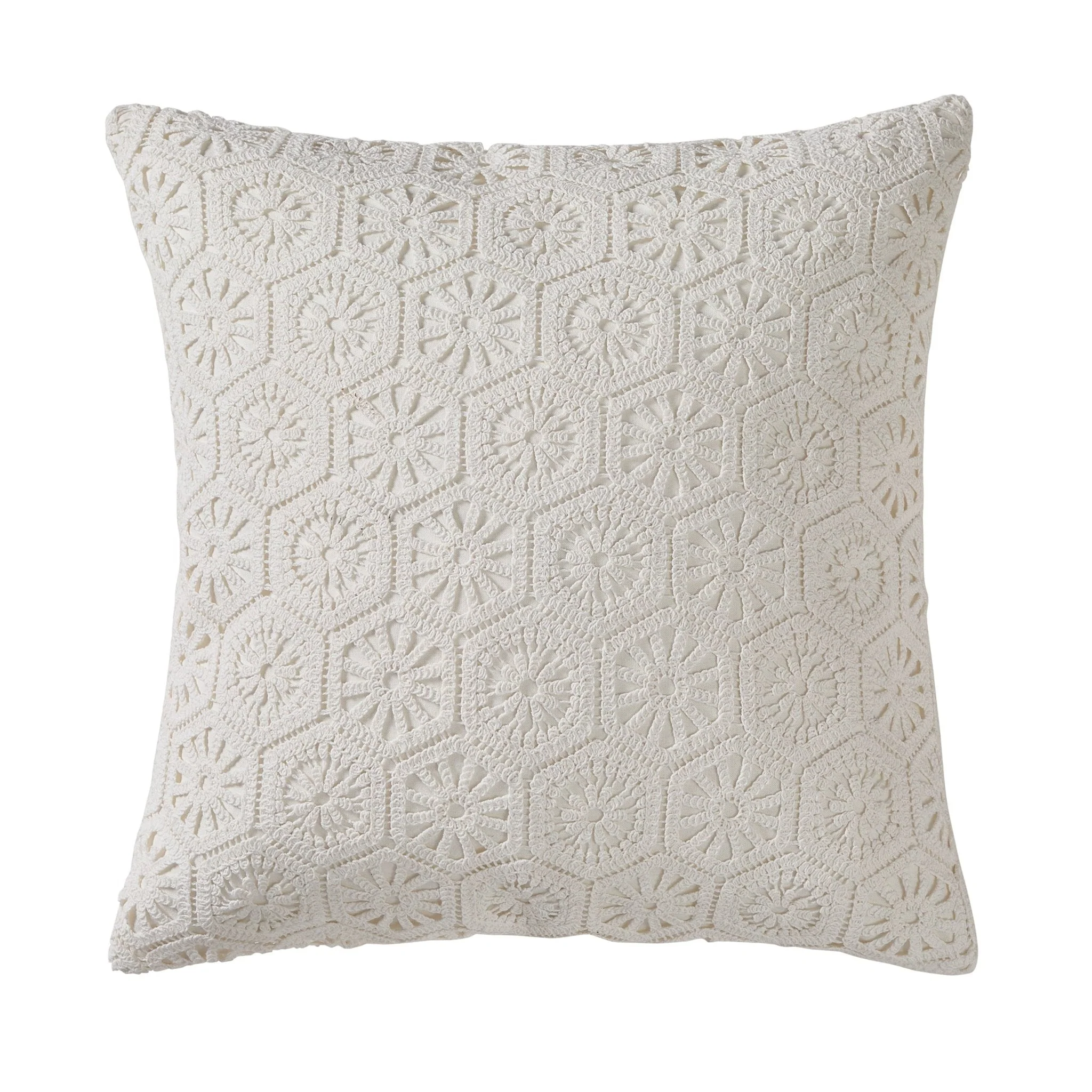 Crochet Knit Sofa Cushion Cover - Off White - Image 2