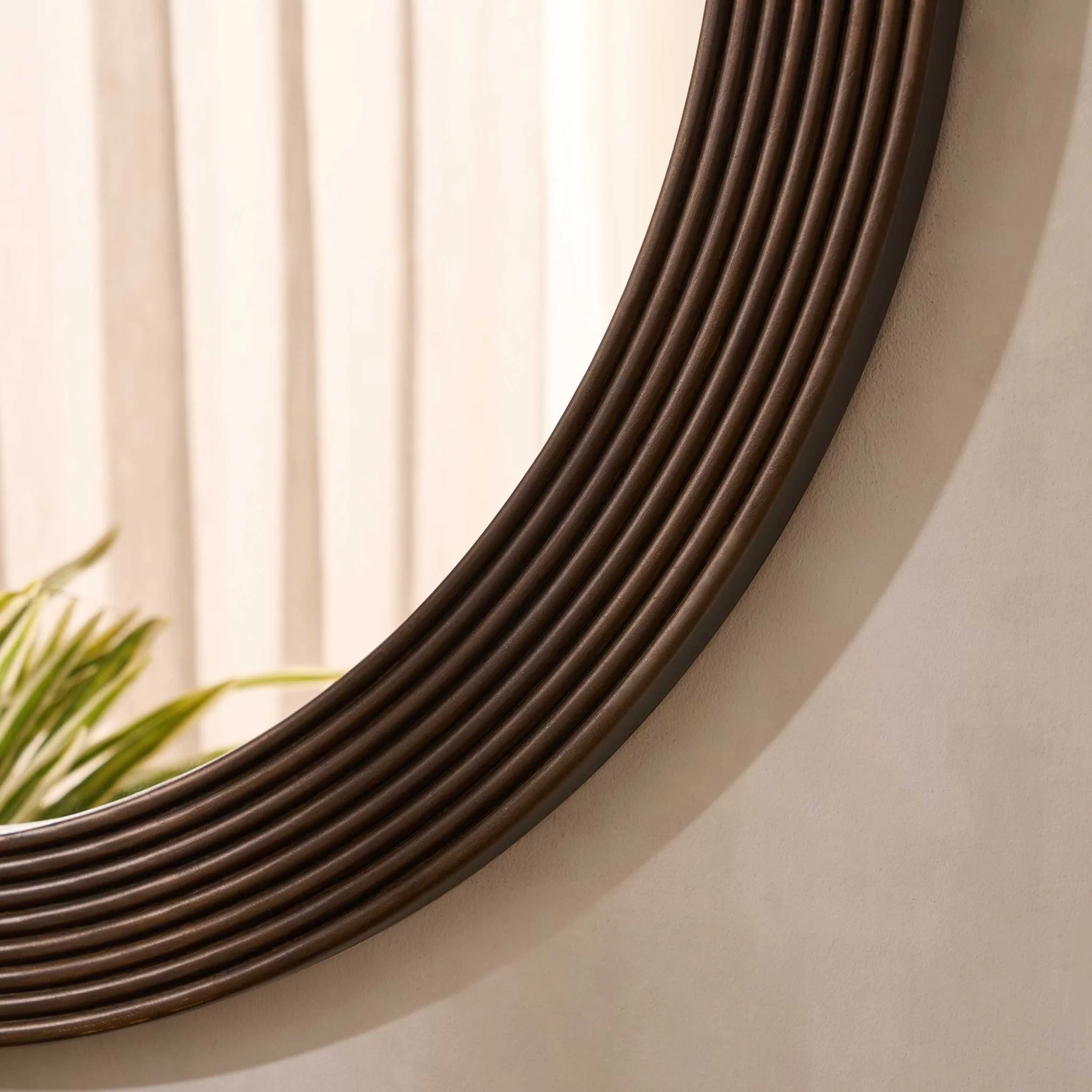 Cyrus Circle Wood Mirror - Walnut - Image 2
