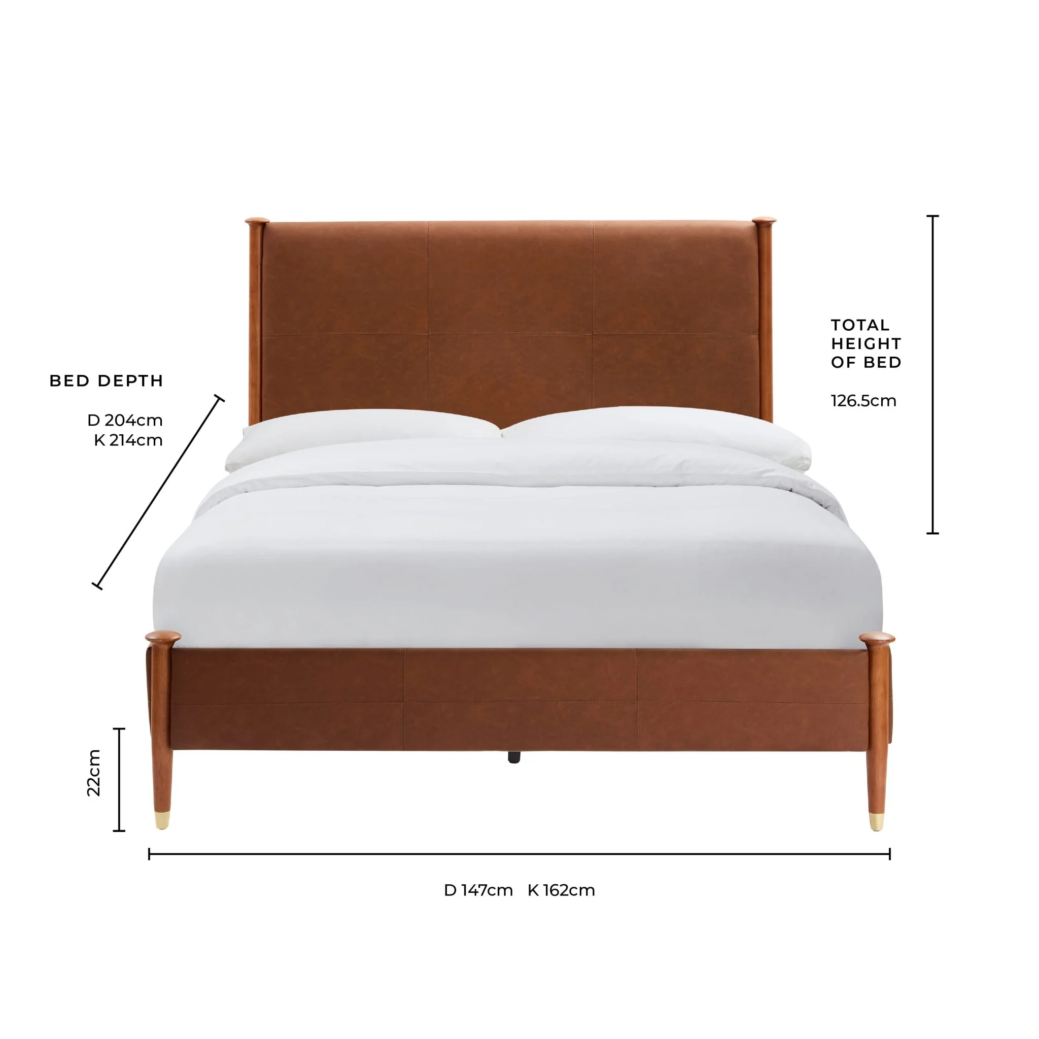 Dallas Bed Frame - Faux Leather Tan - Image 12