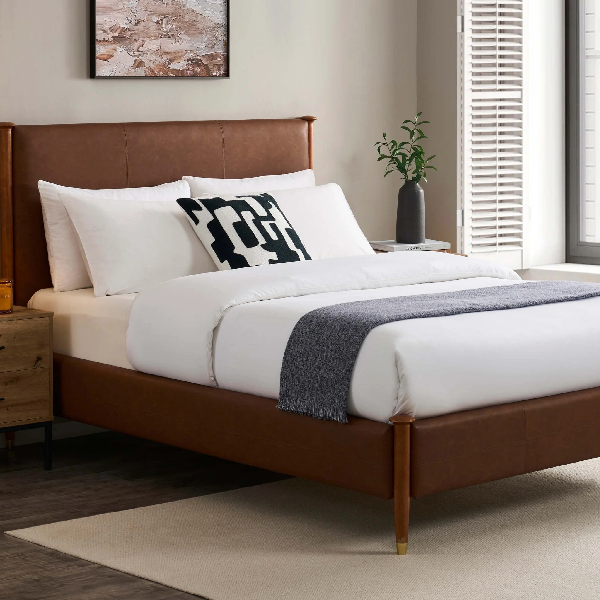 Dallas Bed Frame - Faux Leather Tan - Image 3