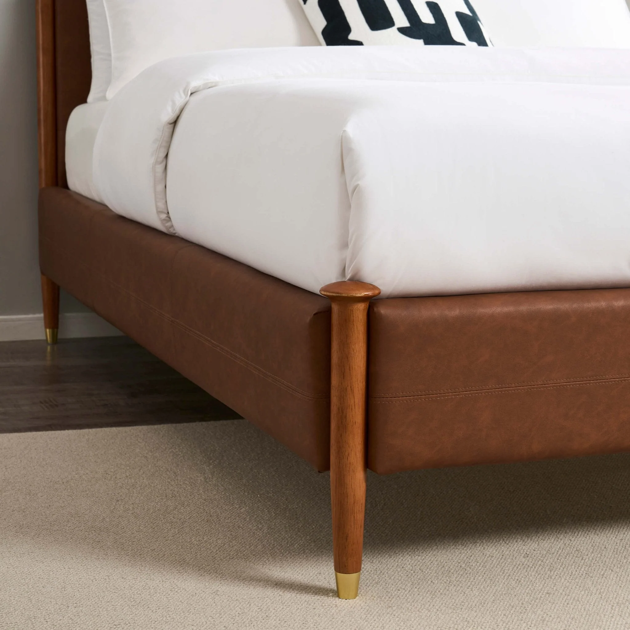 Dallas Bed Frame - Faux Leather Tan - Image 6