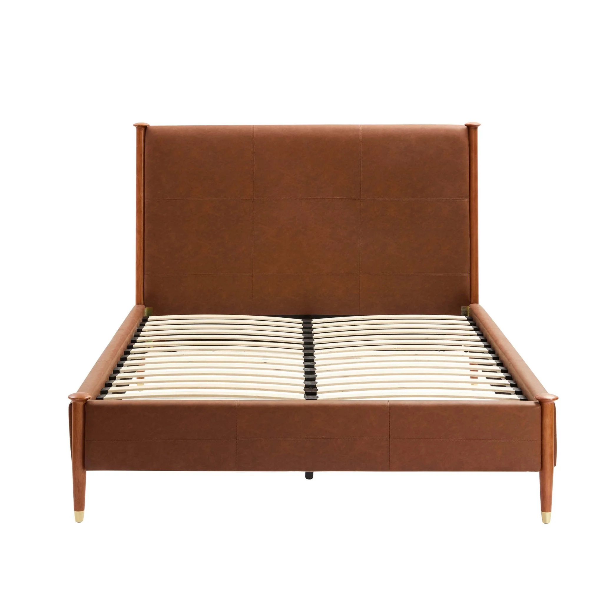 Dallas Bed Frame - Faux Leather Tan - Image 7