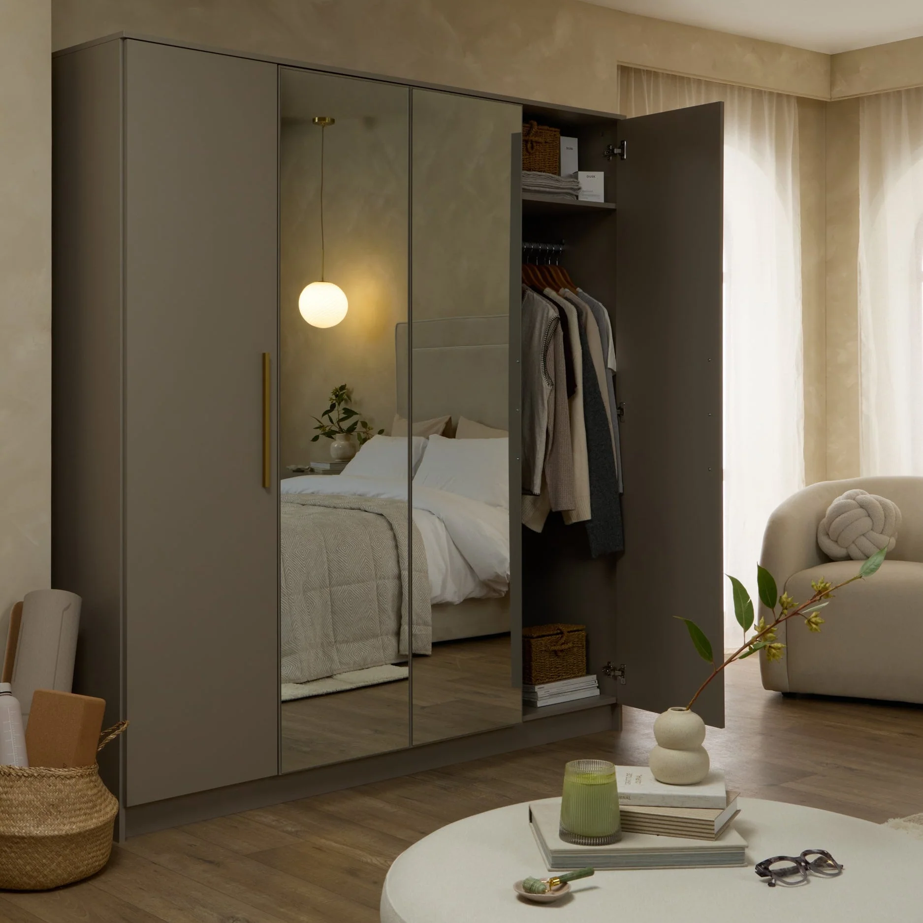 Darcey 4 Door Wardrobe - Taupe - Image 3