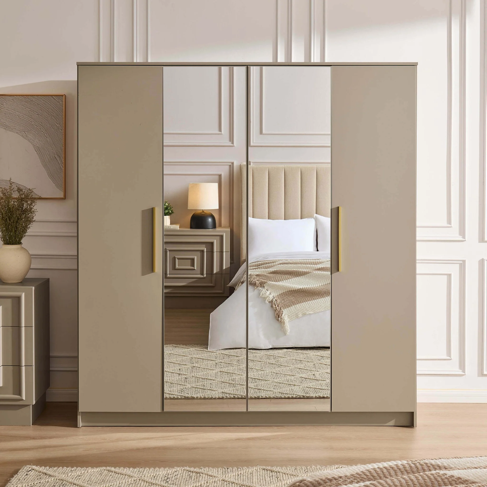 Darcey 4 Door Wardrobe - Taupe - Image 5