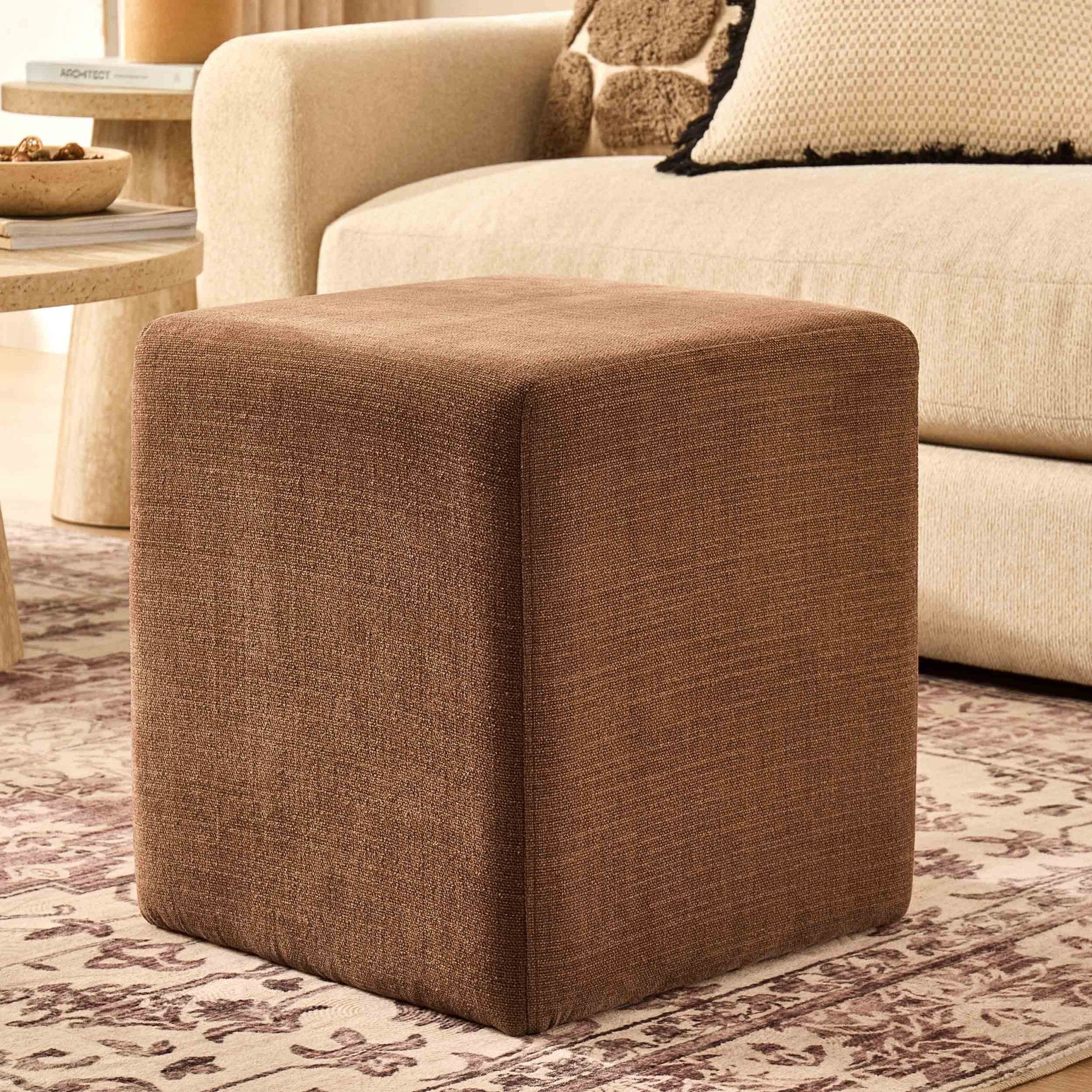 Delilah Pouffe - Chenille Caramel