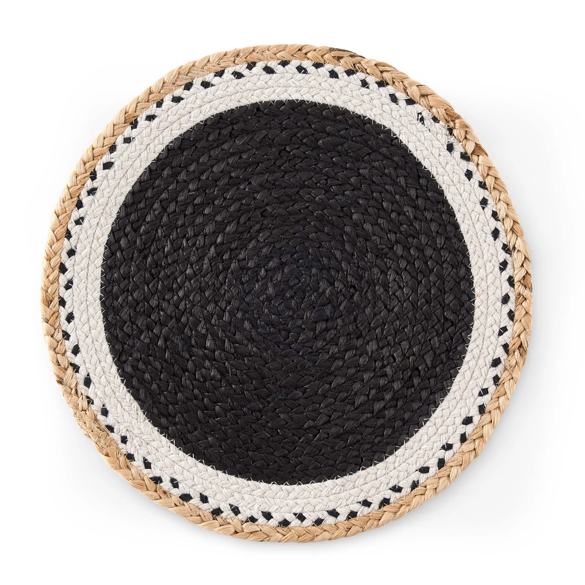 Della Jute Circle Set of 4 Placemats - Black/ Natural - Image 4