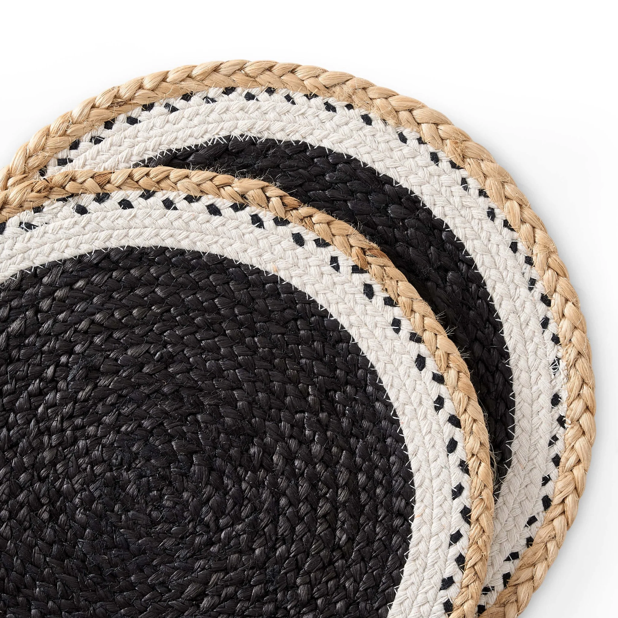 Della Jute Circle Set of 4 Placemats - Black/ Natural - Image 5