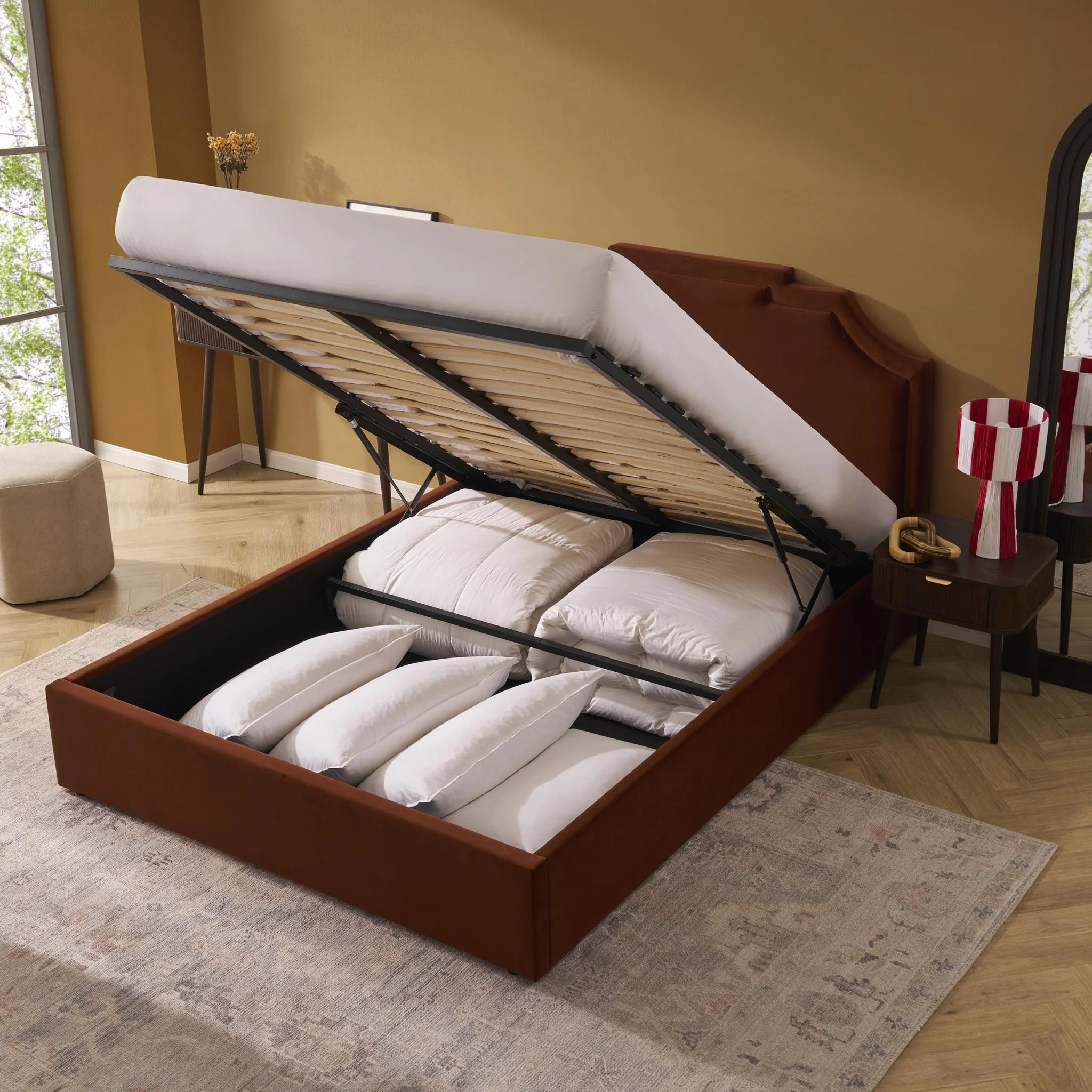 Delphi Ottoman Storage Bed - Terracotta - Image 2